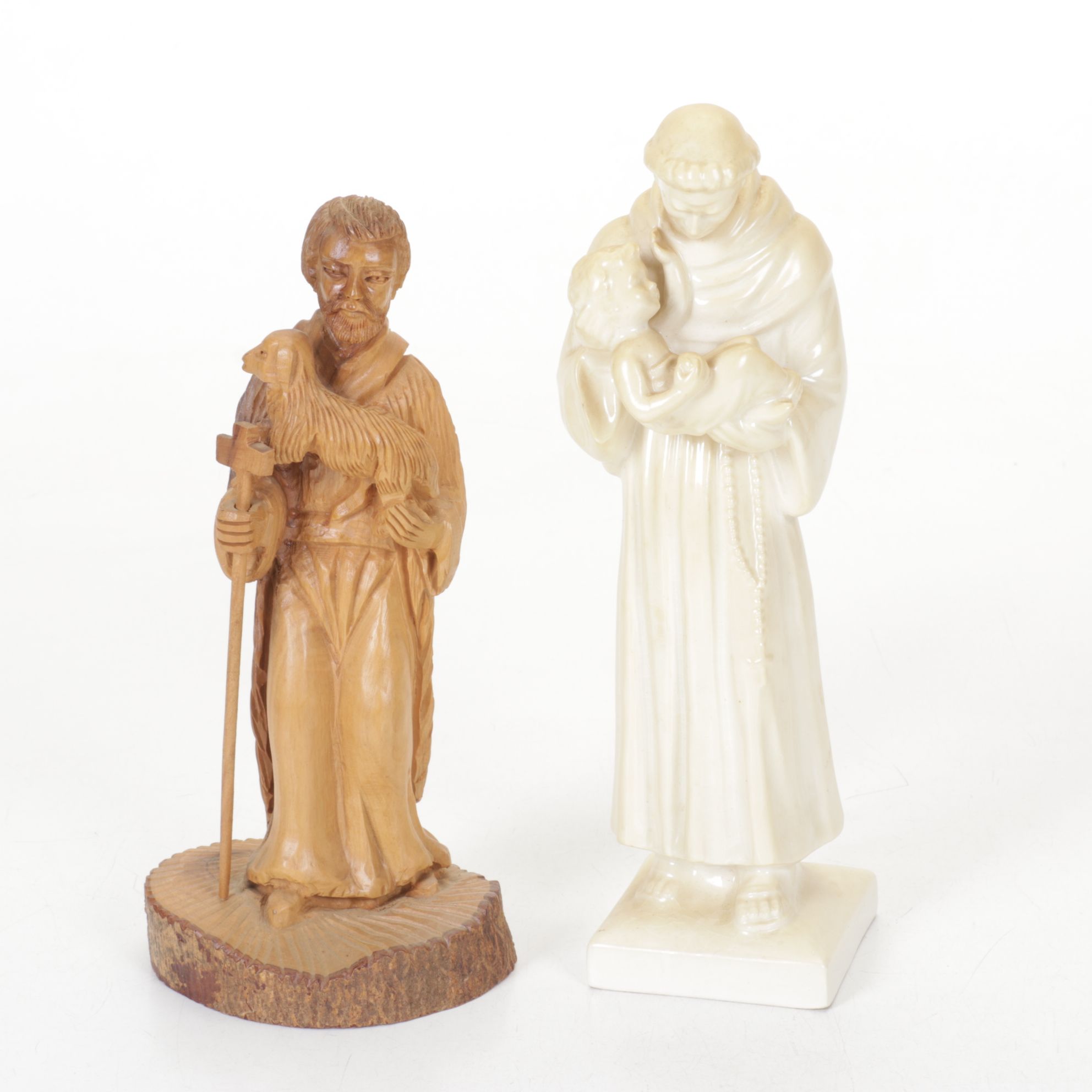 19th Century German Bible with Madonna & Other Christian Figurines