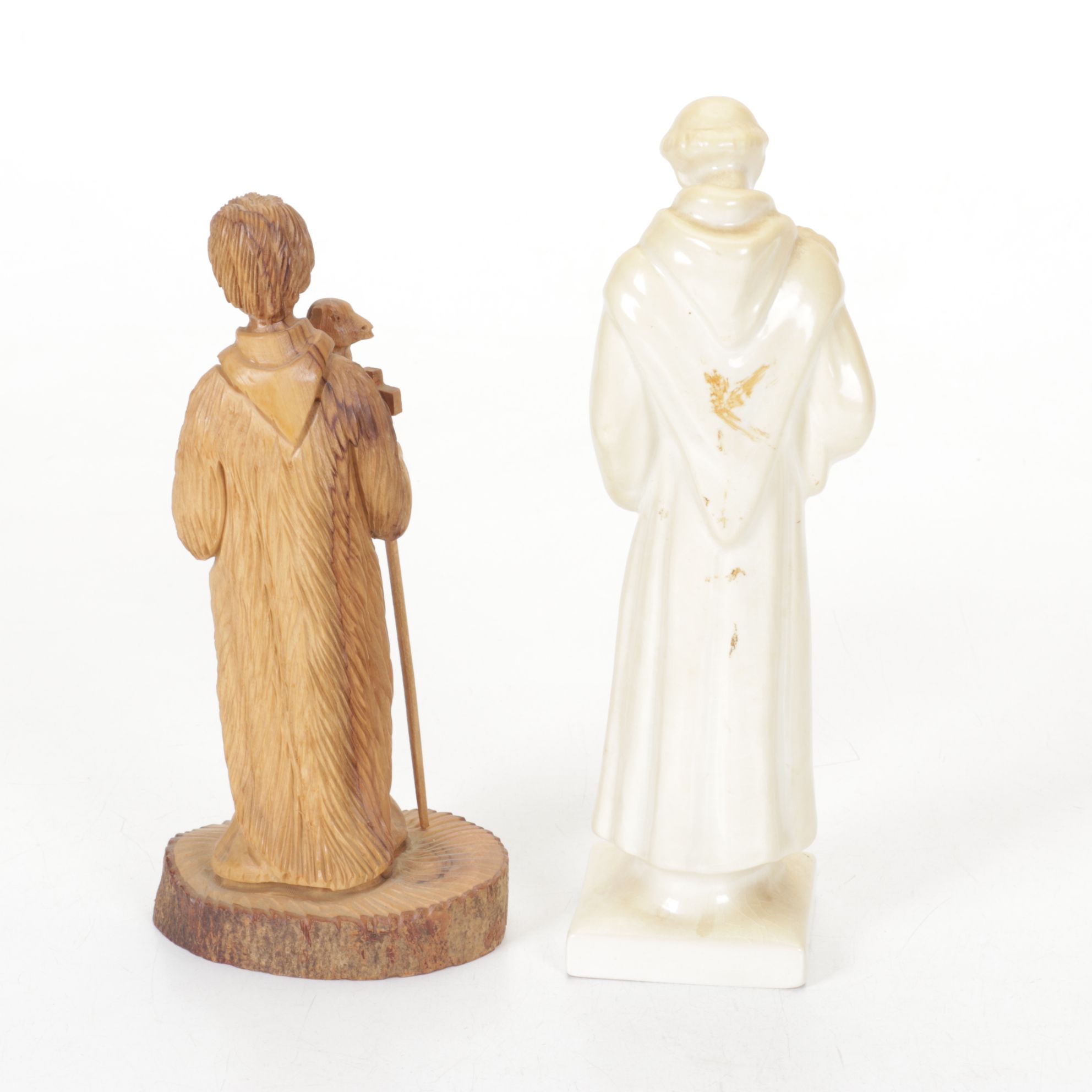 19th Century German Bible with Madonna & Other Christian Figurines