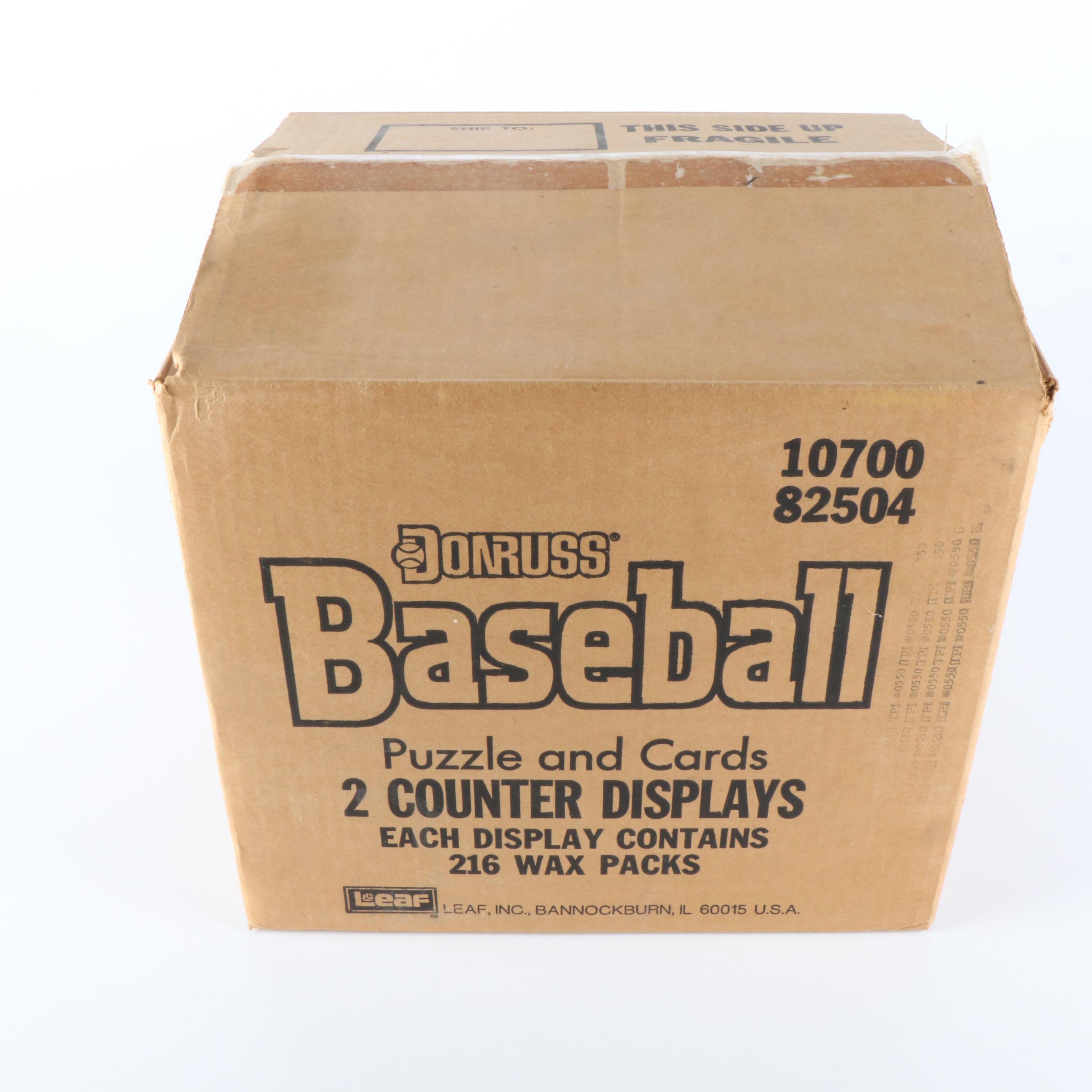 Open 1988 Donruss Baseball Card Counter Display Case with Sealed Wax Packs