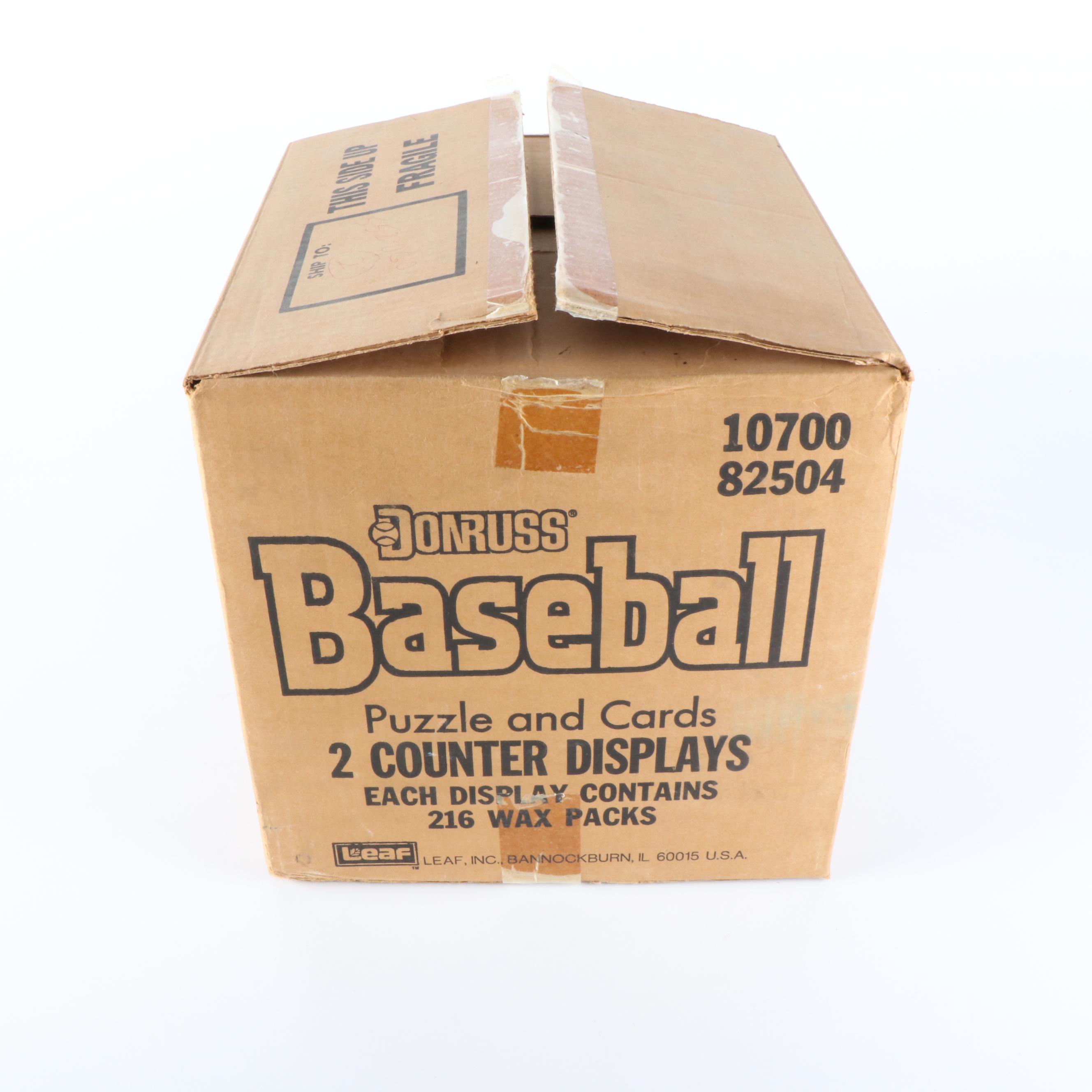 Open 1988 Donruss Baseball Card Counter Display Case with Sealed Wax Packs