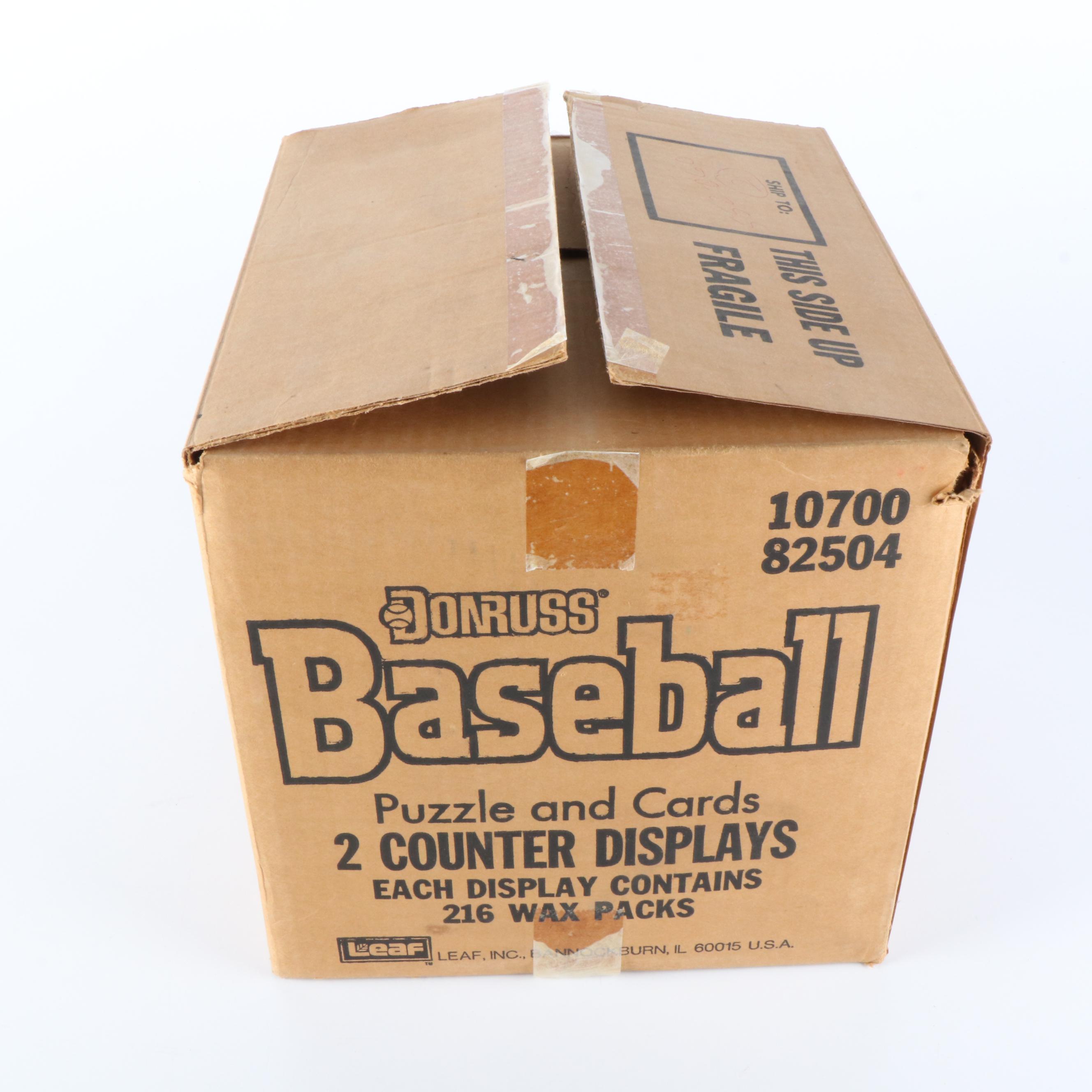 Open 1988 Donruss Baseball Card Counter Display Case with Sealed Wax Packs
