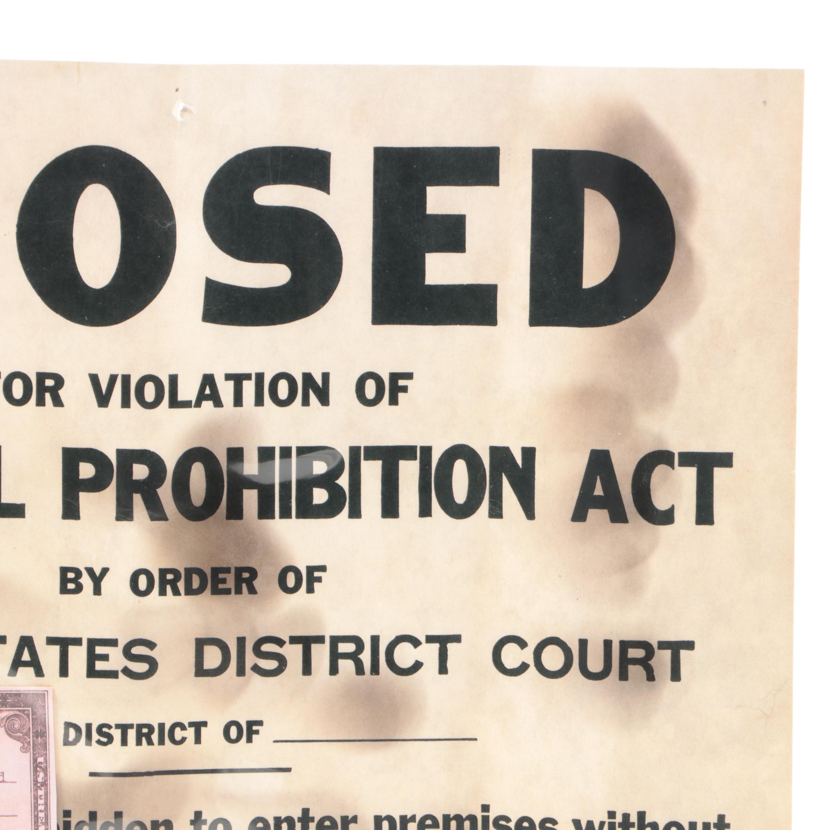 Prohibition Style Whisky Prescription Form with Reproduction Sign