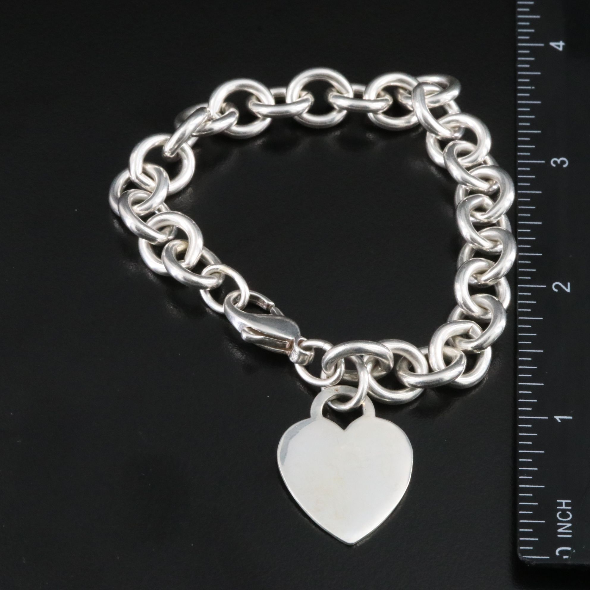 Tiffany & Co. Sterling Heart Tag Charm Bracelet