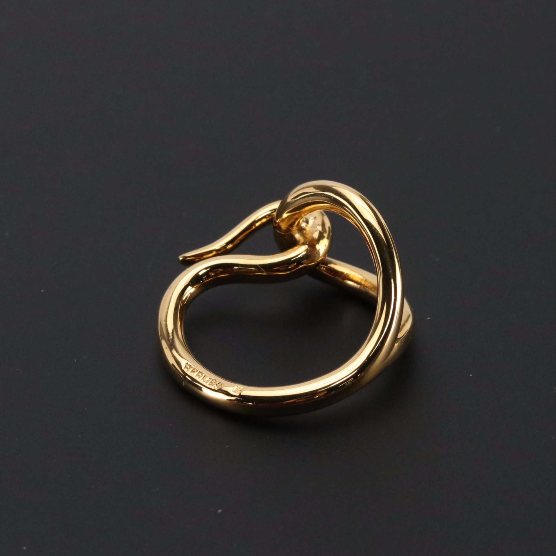 Hermès Gold Plated Jumbo Hook Scarf Ring in Box