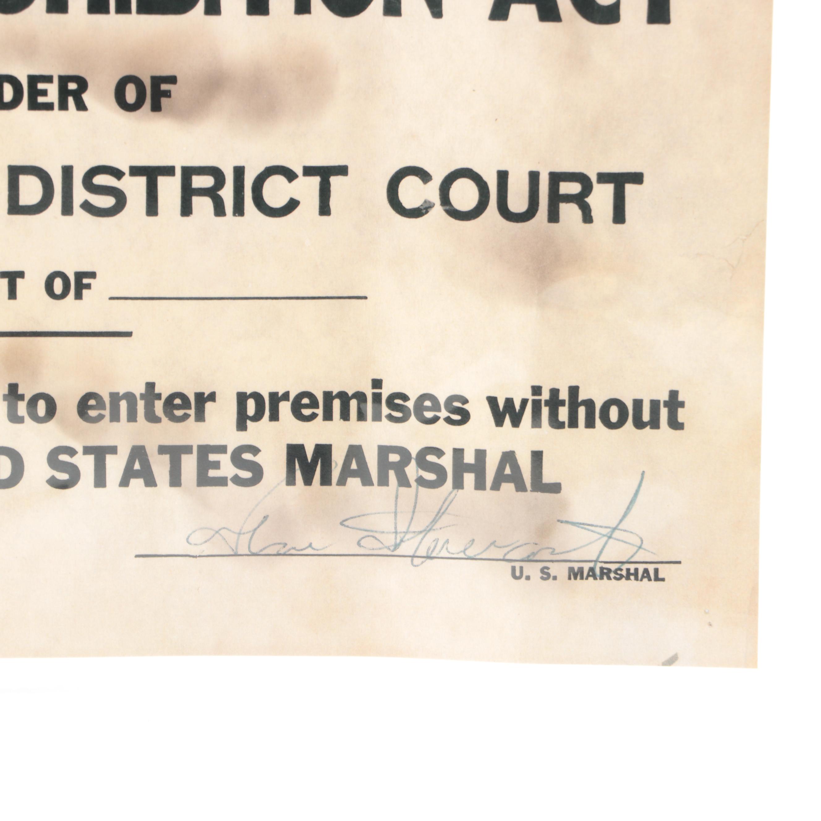 Prohibition Style Whisky Prescription Form with Reproduction Sign