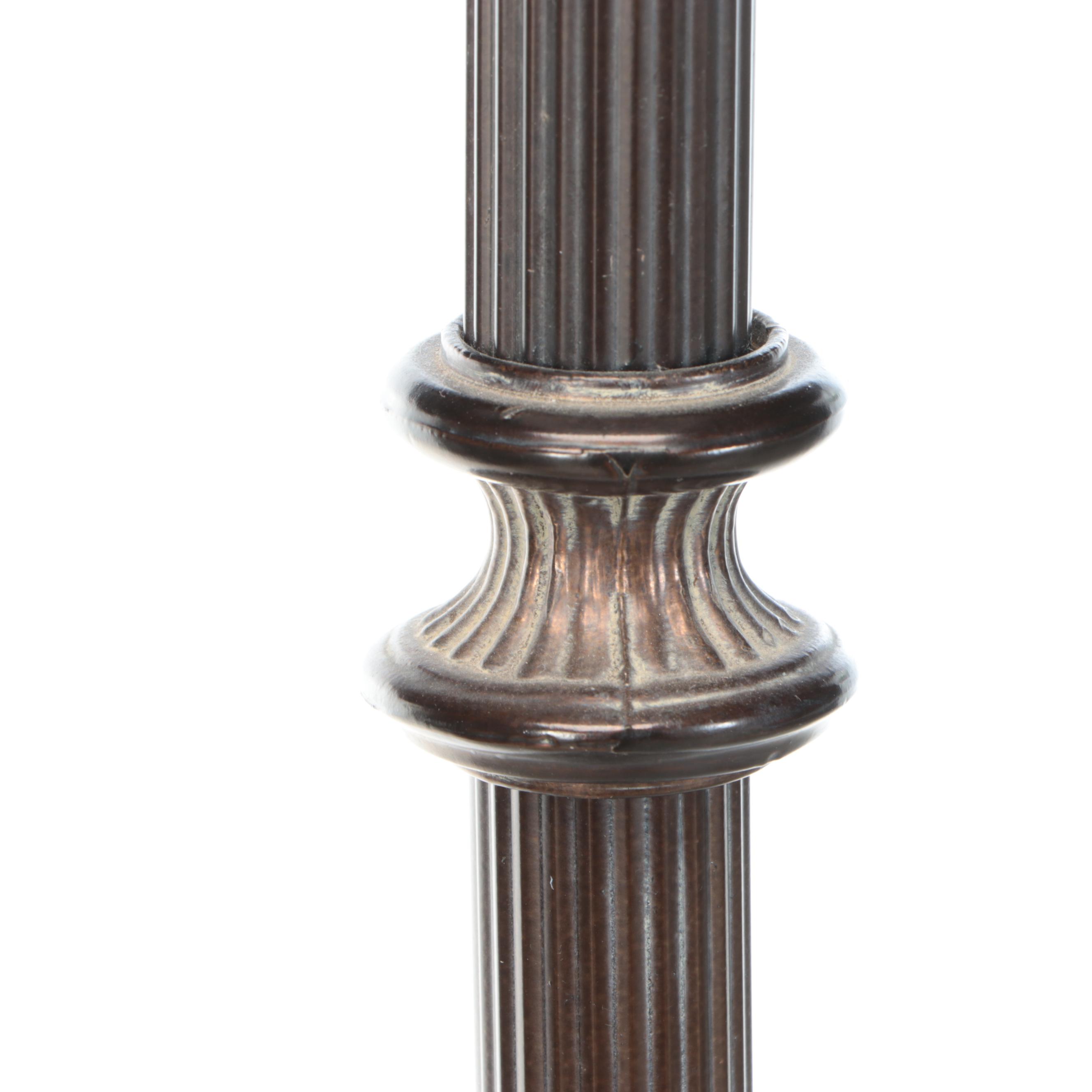 Art Deco Style Bronze Finish Torchiere Floor Lamp