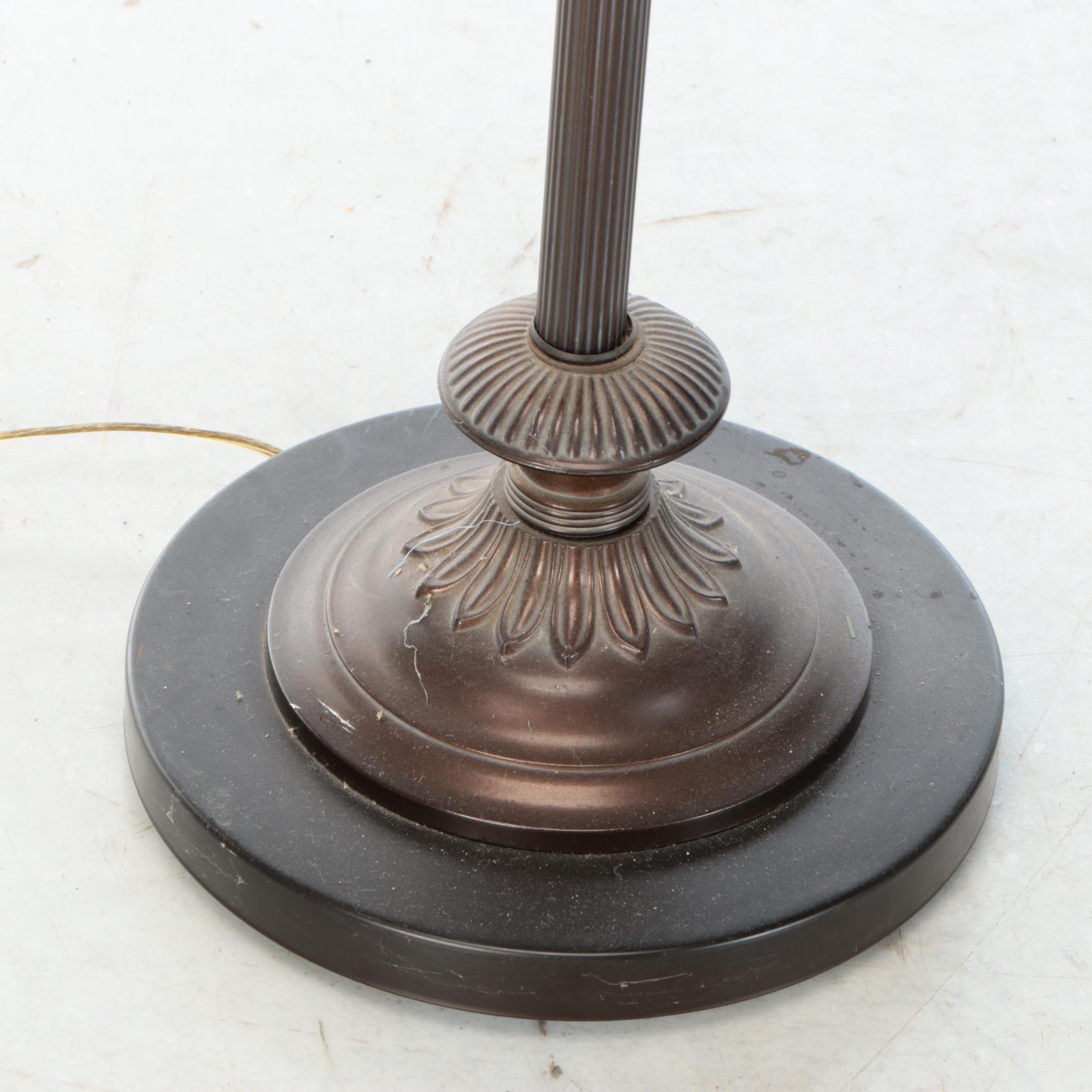 Art Deco Style Bronze Finish Torchiere Floor Lamp