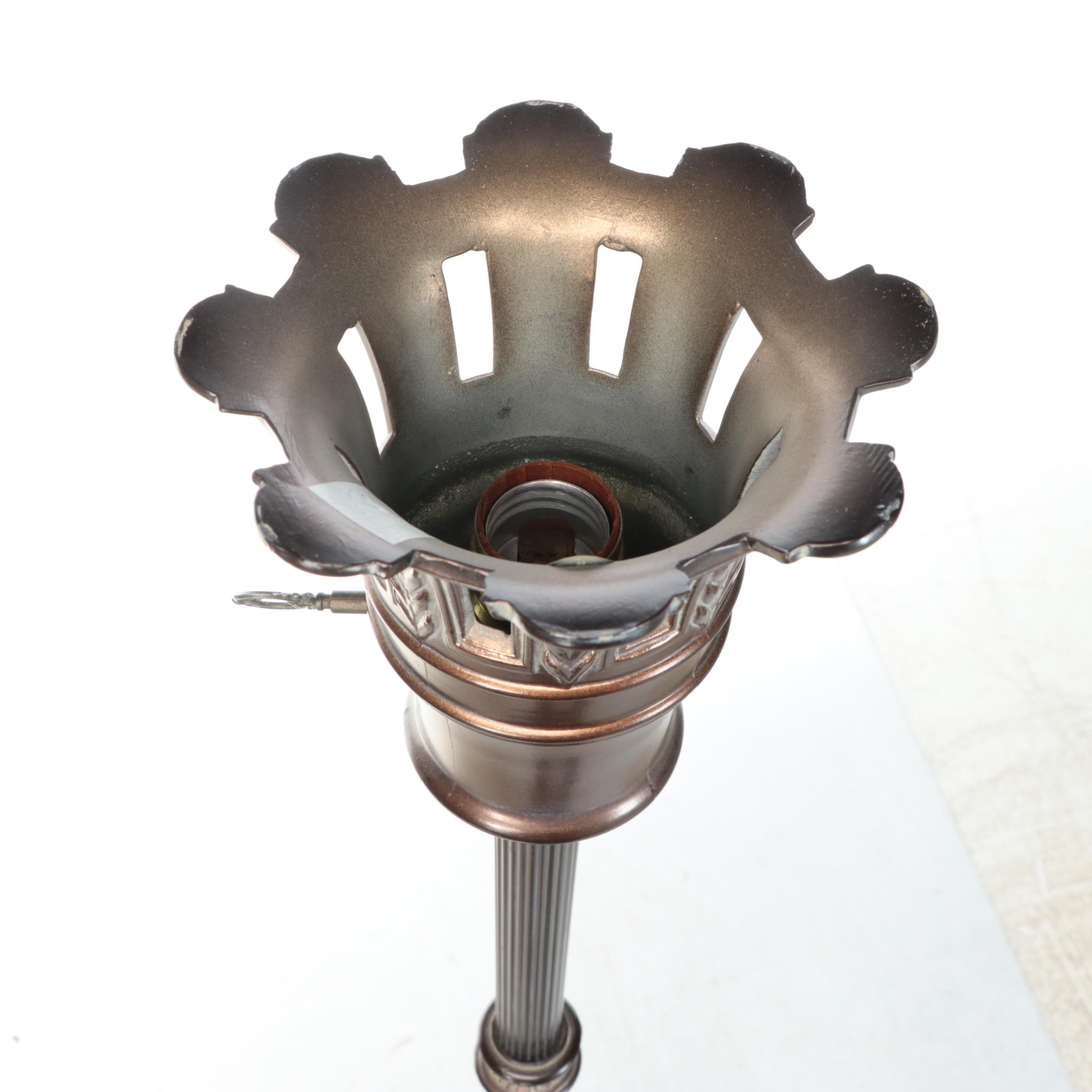 Art Deco Style Bronze Finish Torchiere Floor Lamp