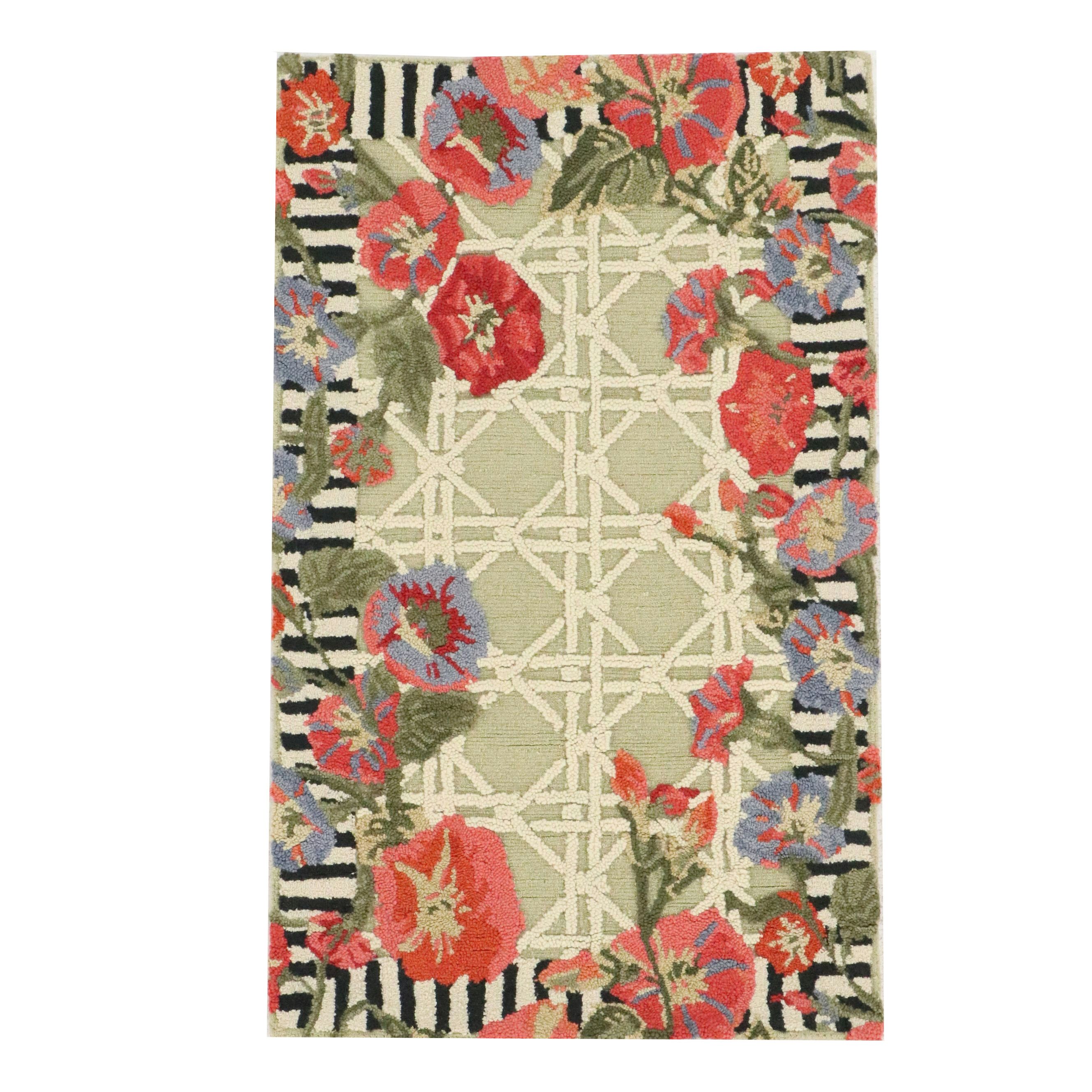 3'1 x 4'11 Hand-Tufted MacKenzie-Childs "Green Morning Glory" Accent Rug