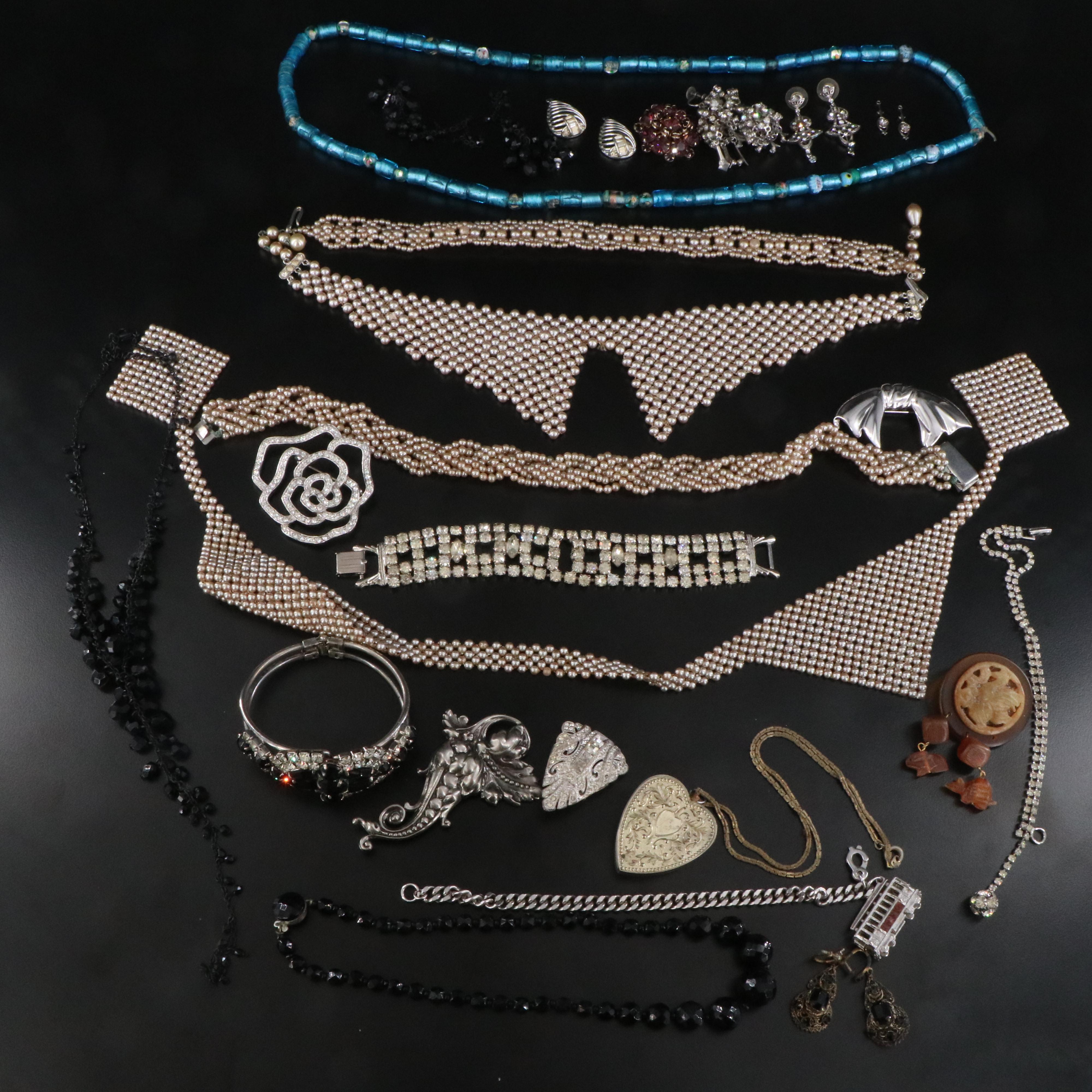 Horn, Faux Pearls and Rhinestones Featured in Vintage Jewelry Collection
