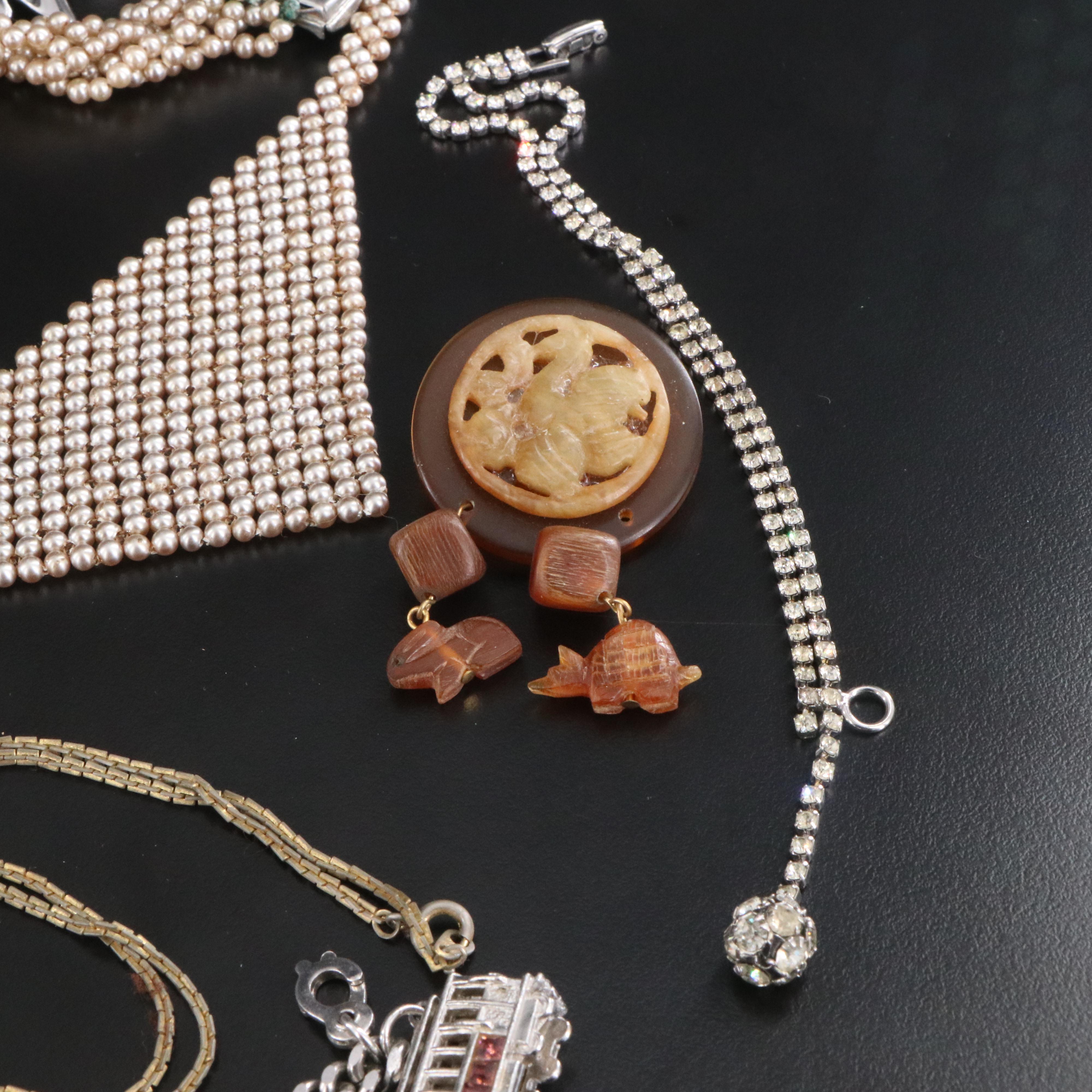 Horn, Faux Pearls and Rhinestones Featured in Vintage Jewelry Collection