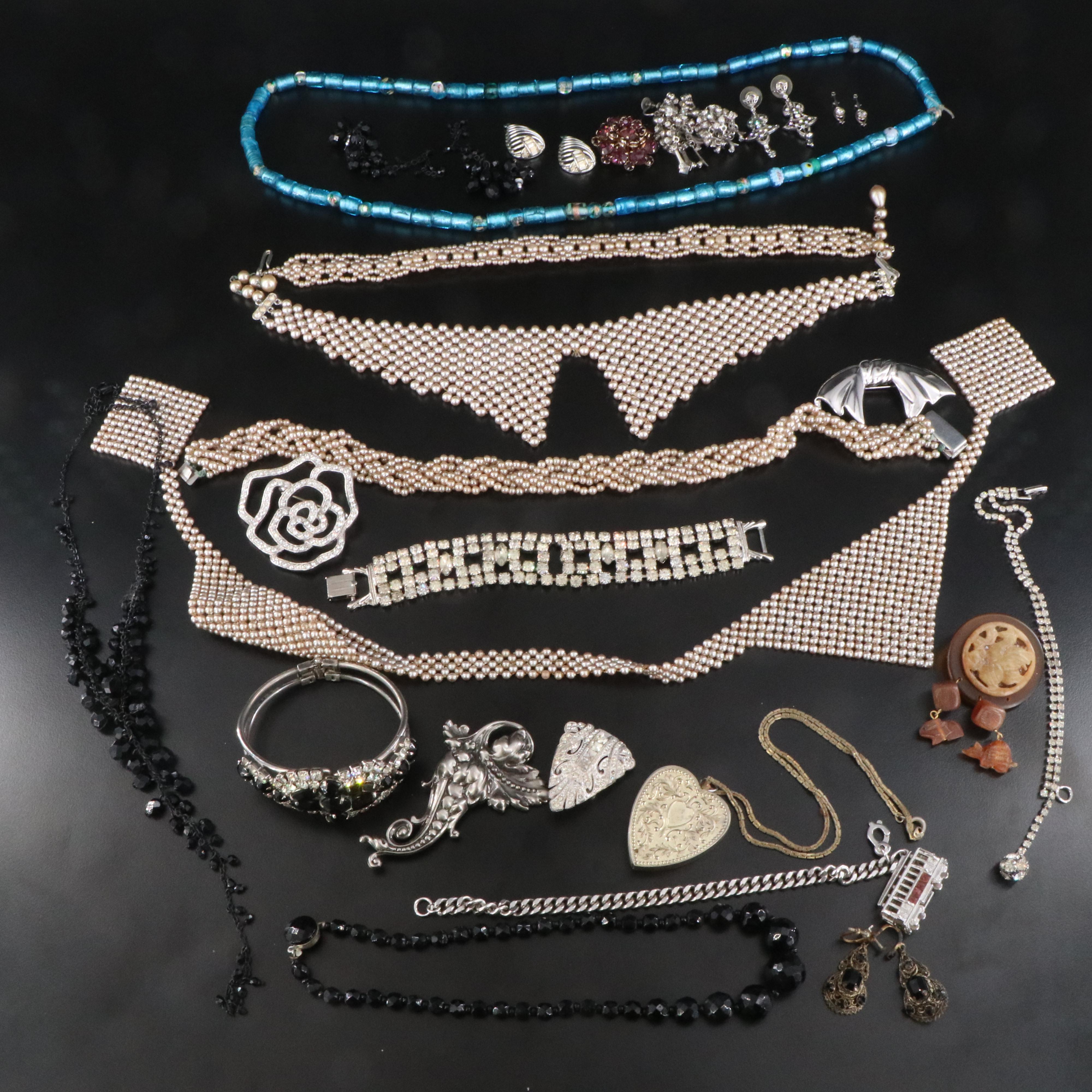 Horn, Faux Pearls and Rhinestones Featured in Vintage Jewelry Collection