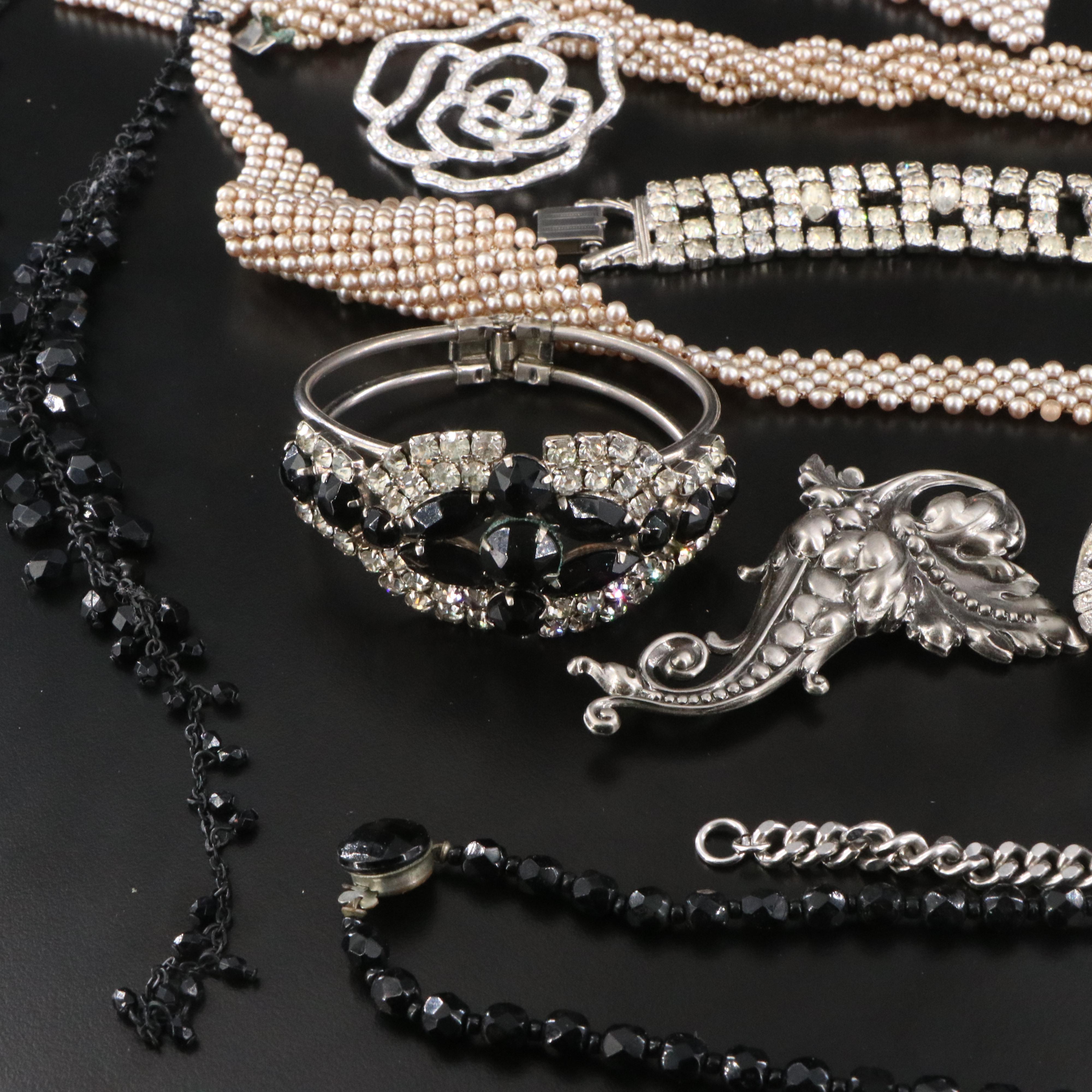 Horn, Faux Pearls and Rhinestones Featured in Vintage Jewelry Collection