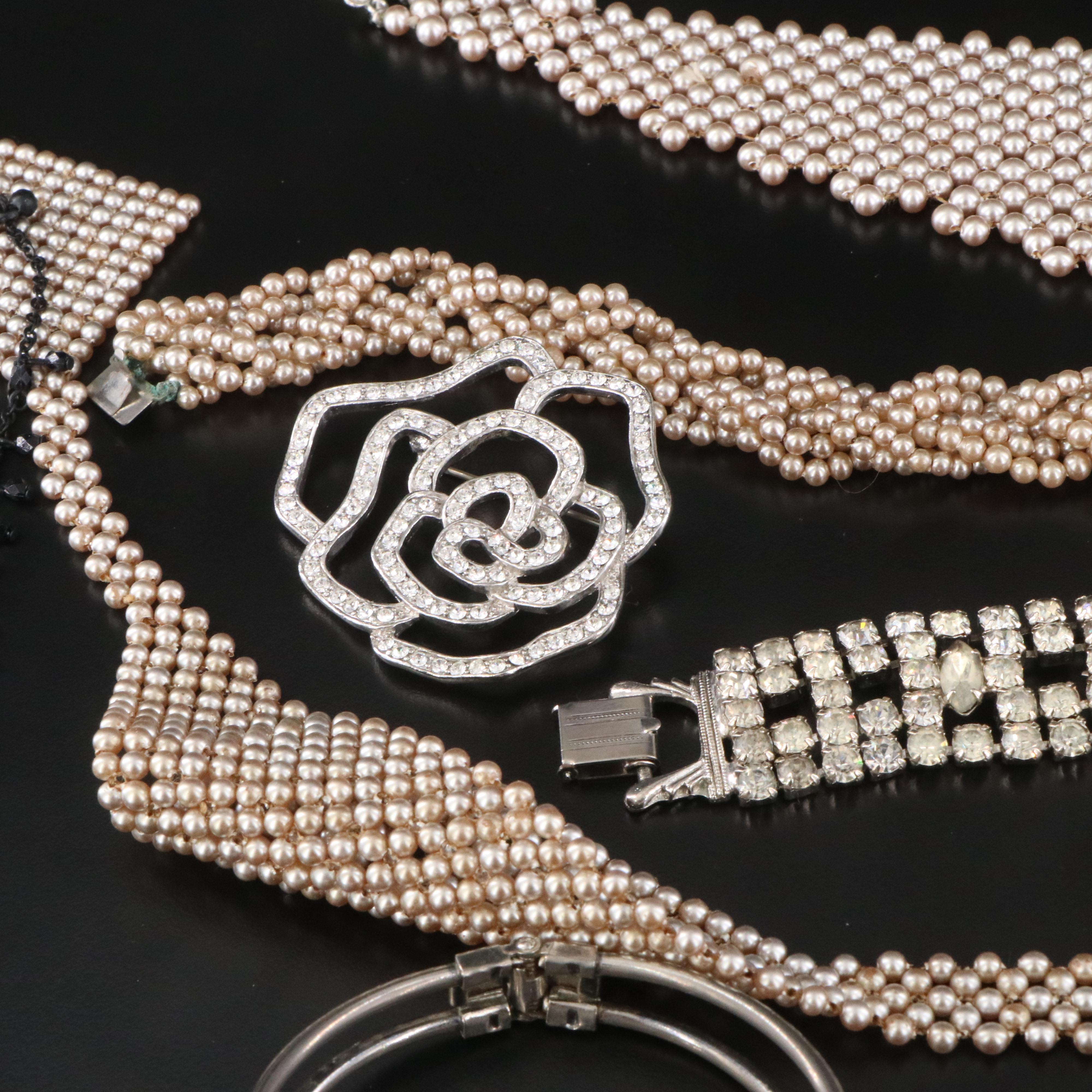 Horn, Faux Pearls and Rhinestones Featured in Vintage Jewelry Collection