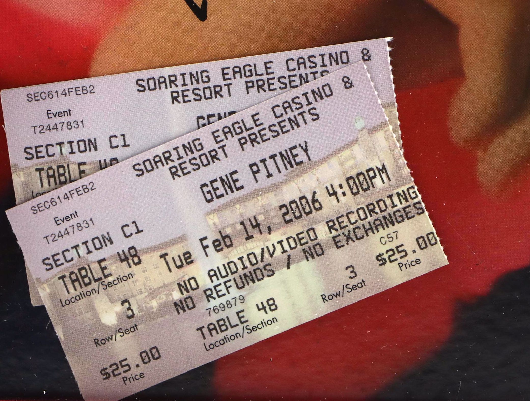 Gene Pitney Signed "Gene Pitney's Big Sixteen" Record Sleeve with Tickets