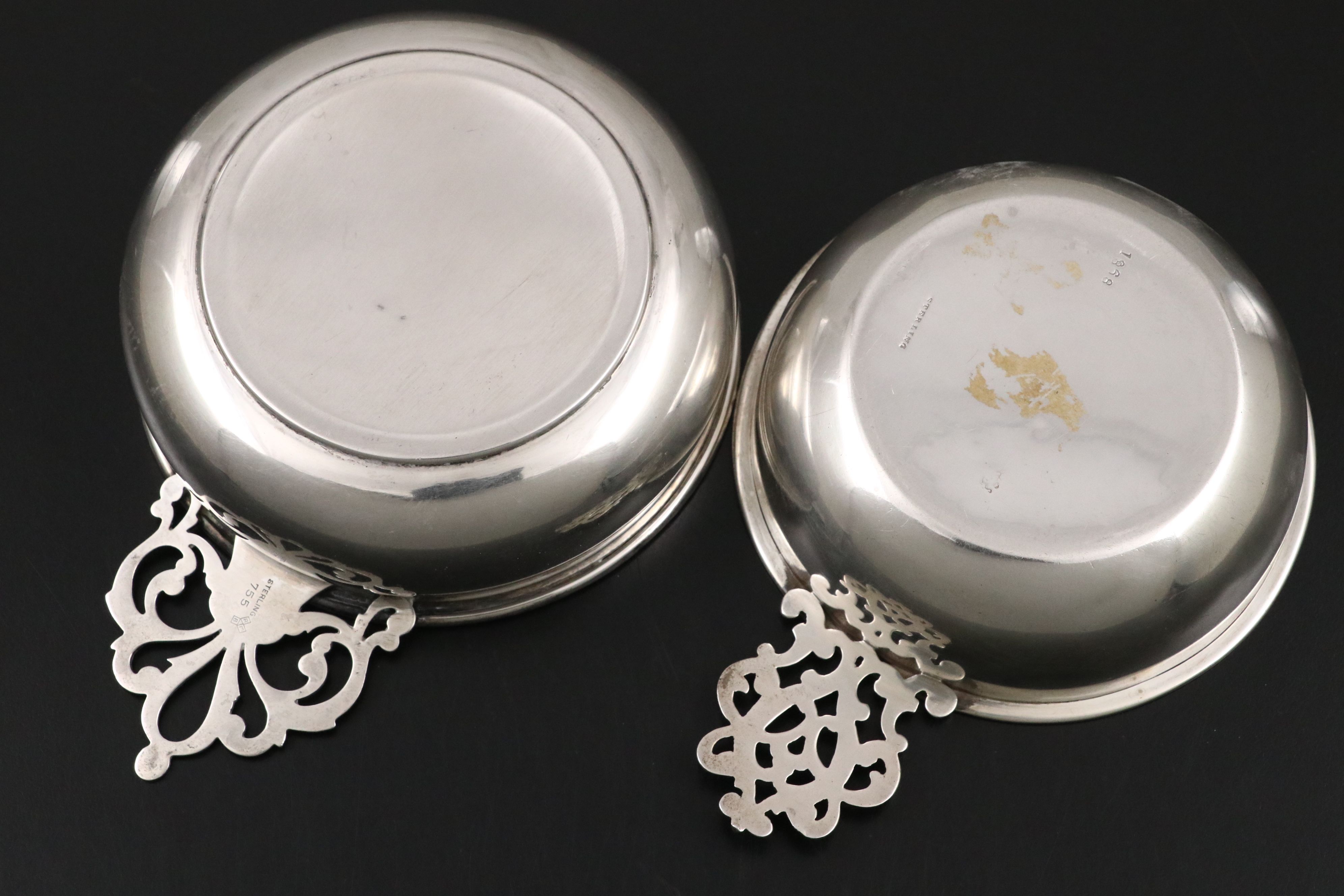 Lunt and Other Sterling Silver Porringers, Early 20th Century