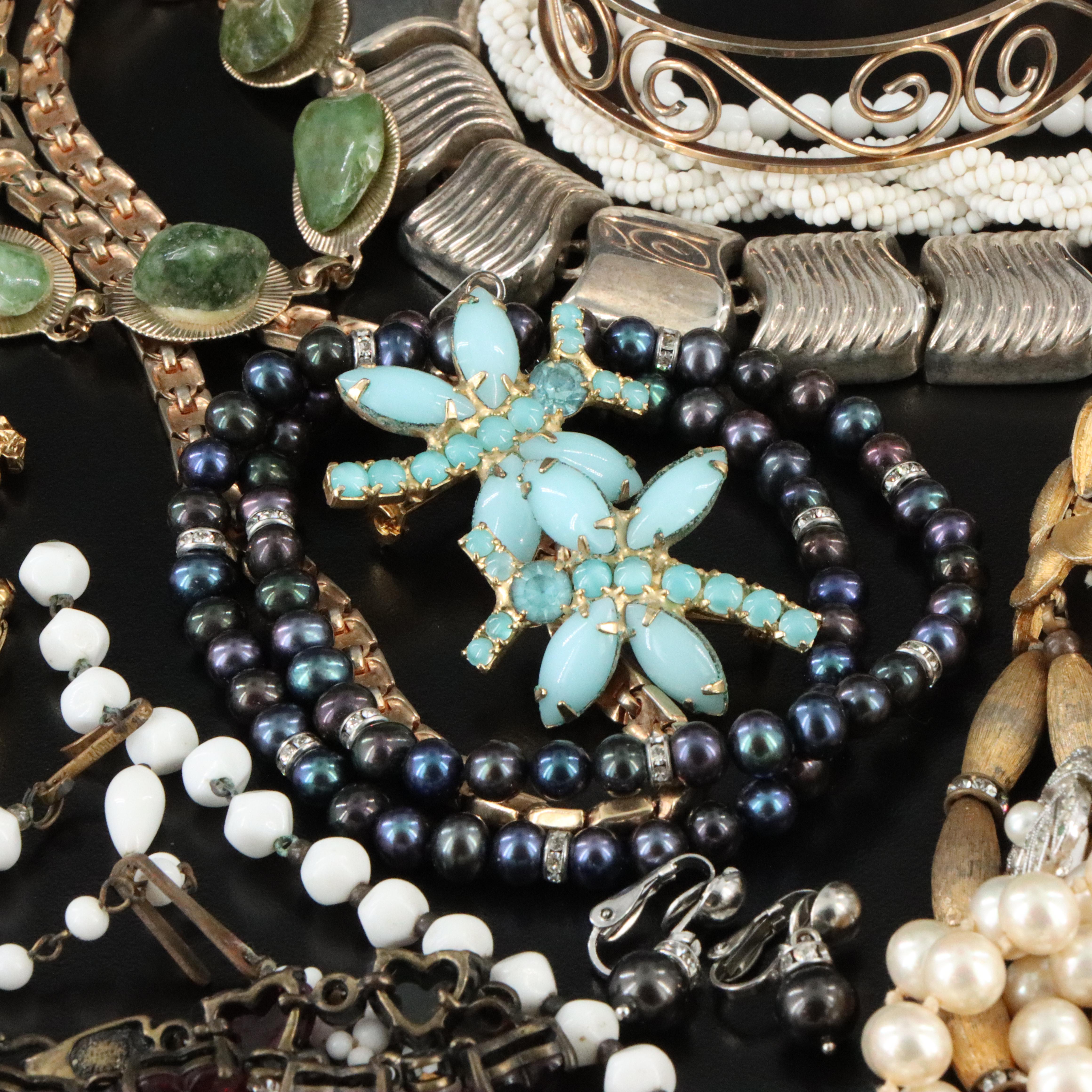 Goldette, Sterling and Connemara Marble Featured in Vintage Jewelry Assortment
