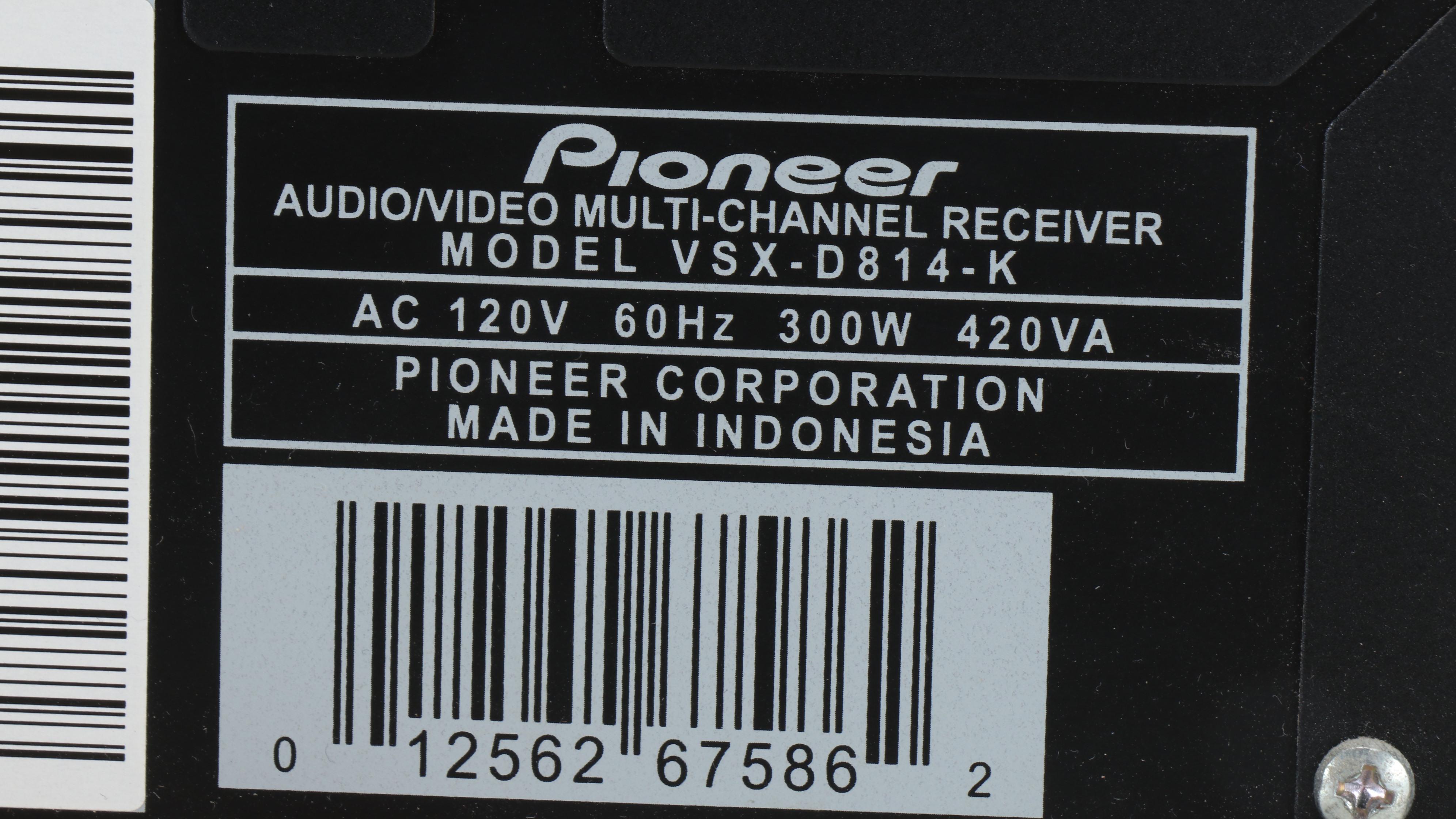 Pioneer VSX-D814 Multi-Channel A/V Receiver