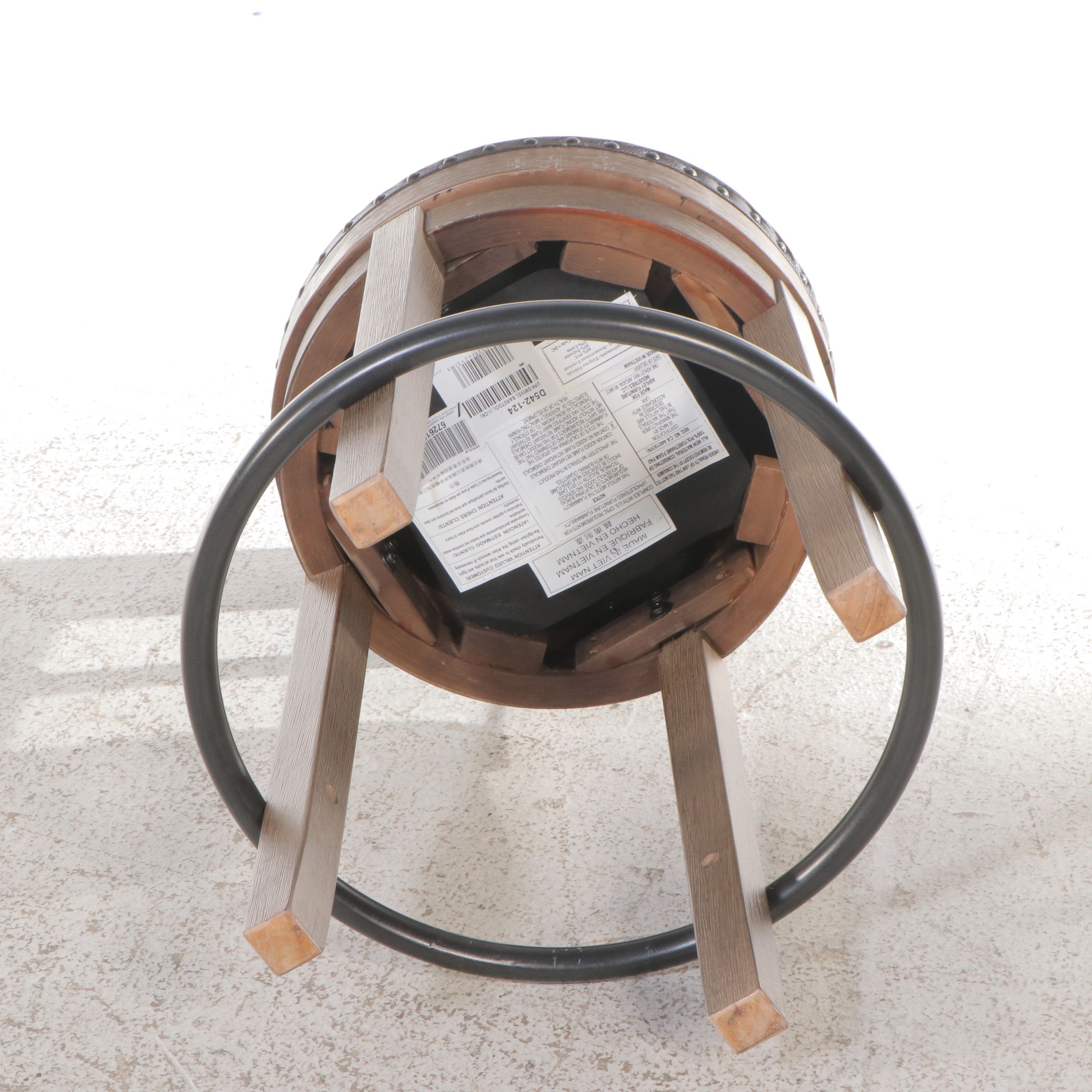 Pair of Ashley Furniture Contemporary Faux Leather and Wood Barstools