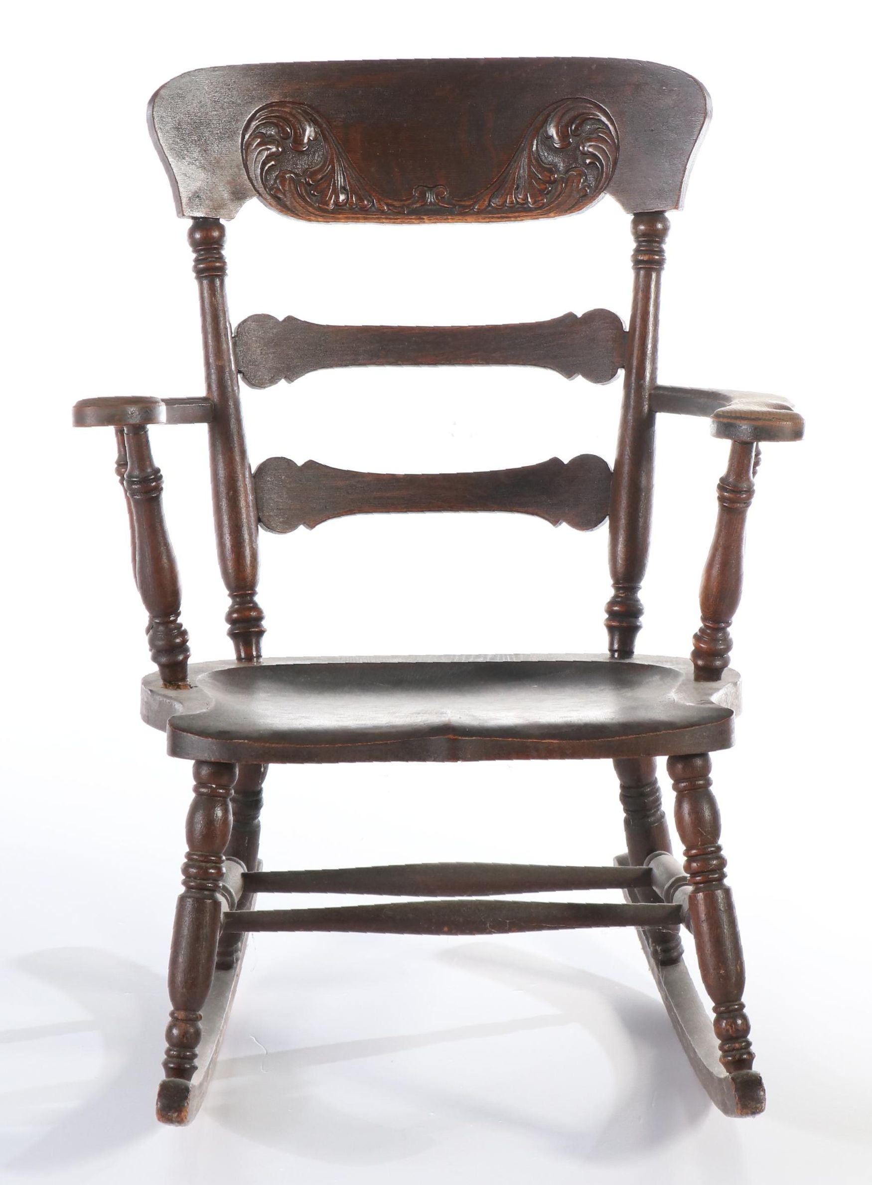 Colonial Revival Pressed Back Oak Rocking Chair, Early 20th Century