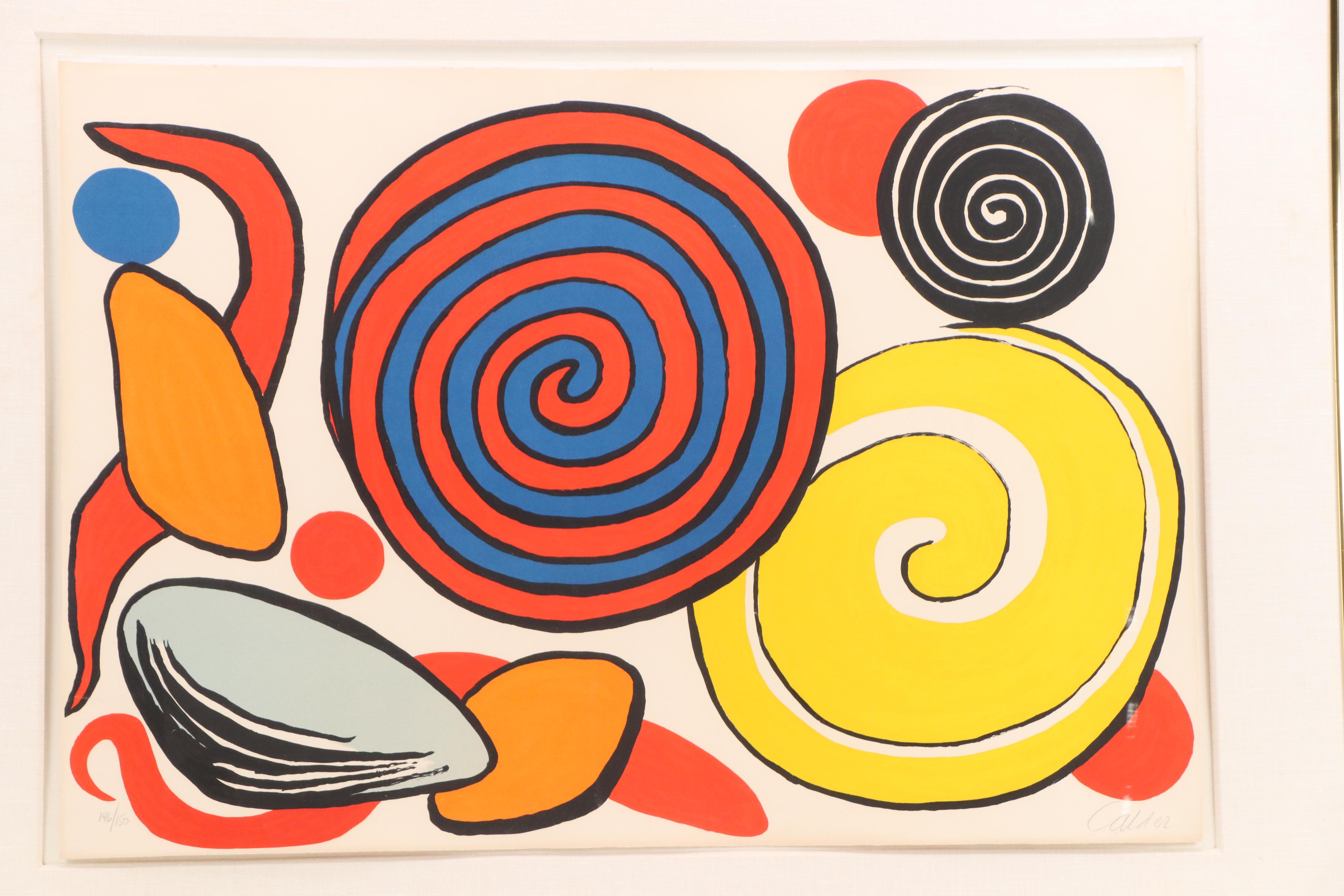 Alexander Calder Color Lithograph "Red and Blue Spiral," Circa 1970