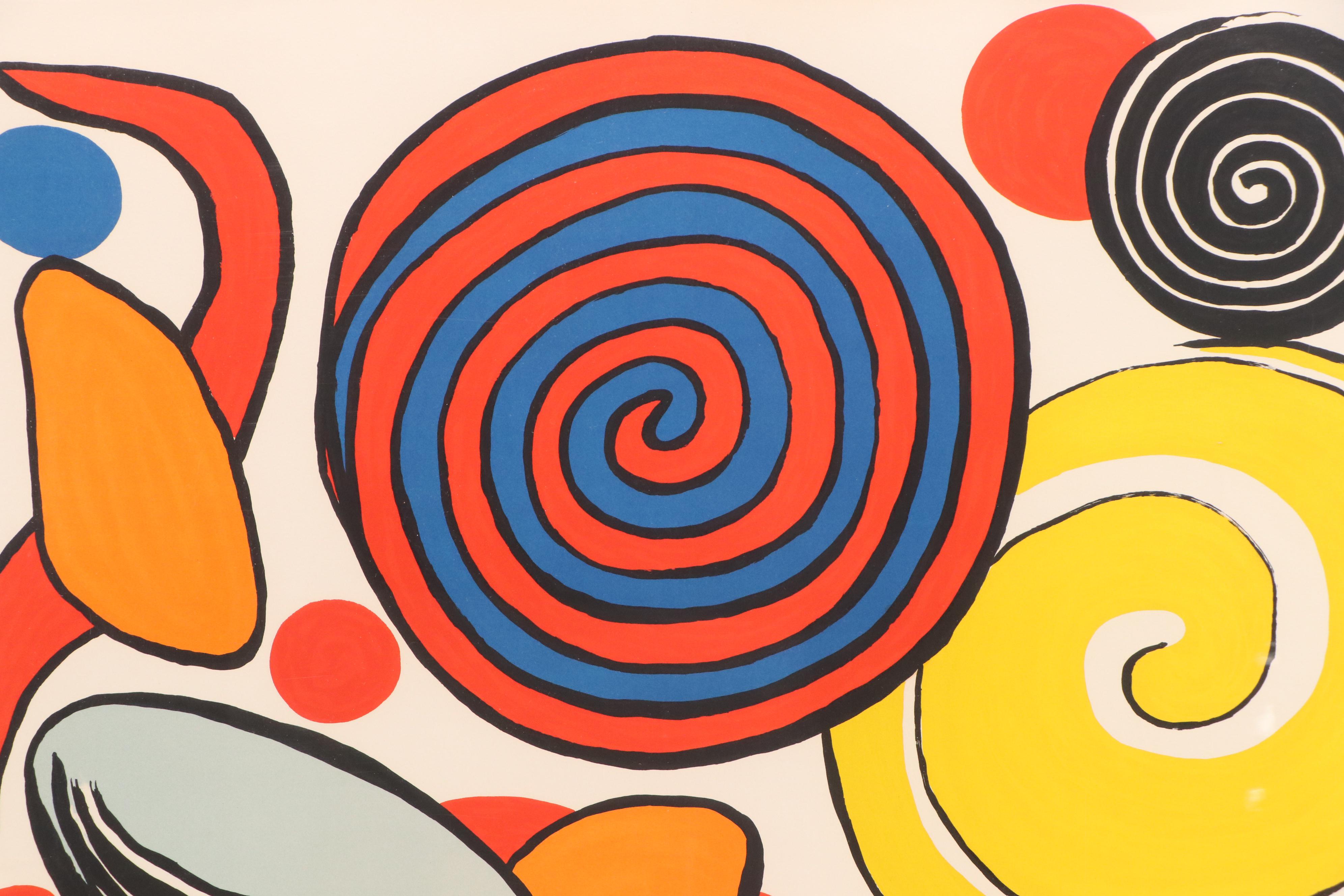 Alexander Calder Color Lithograph "Red and Blue Spiral," Circa 1970