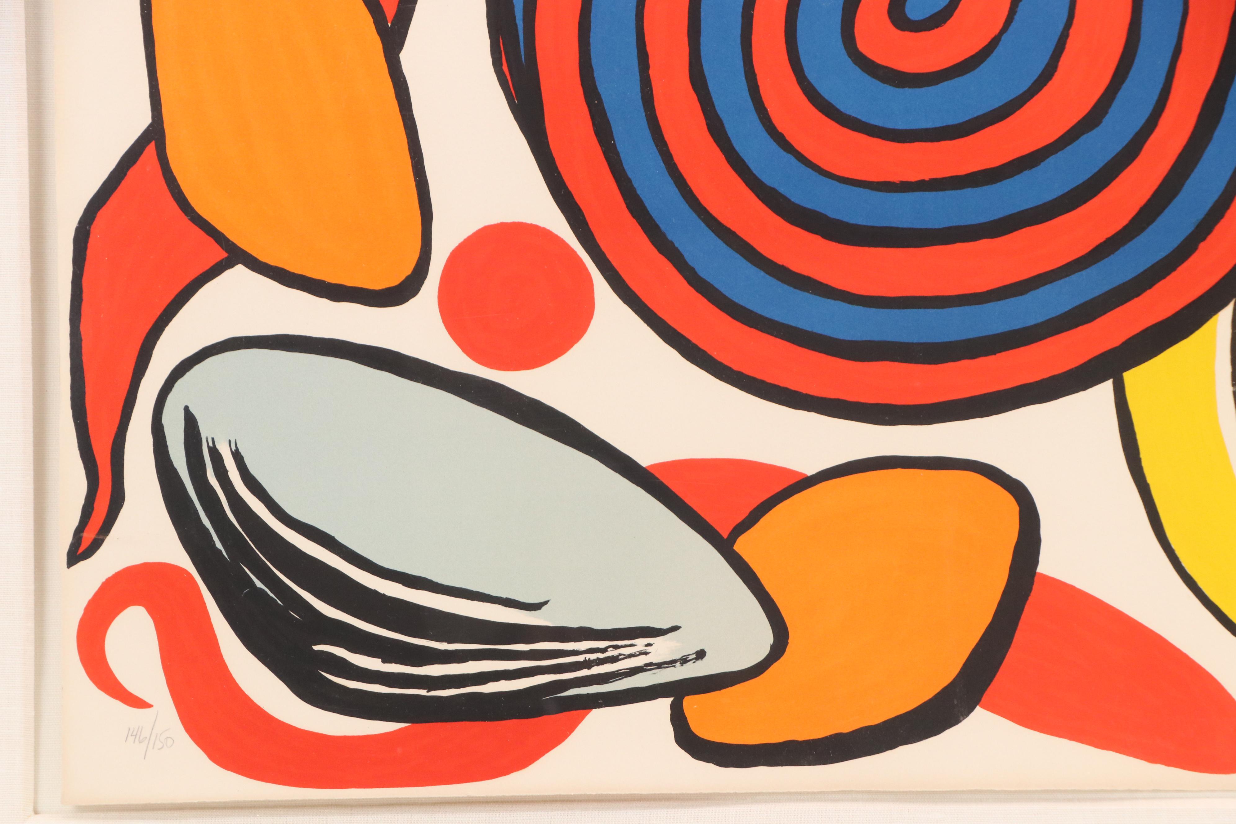 Alexander Calder Color Lithograph "Red and Blue Spiral," Circa 1970