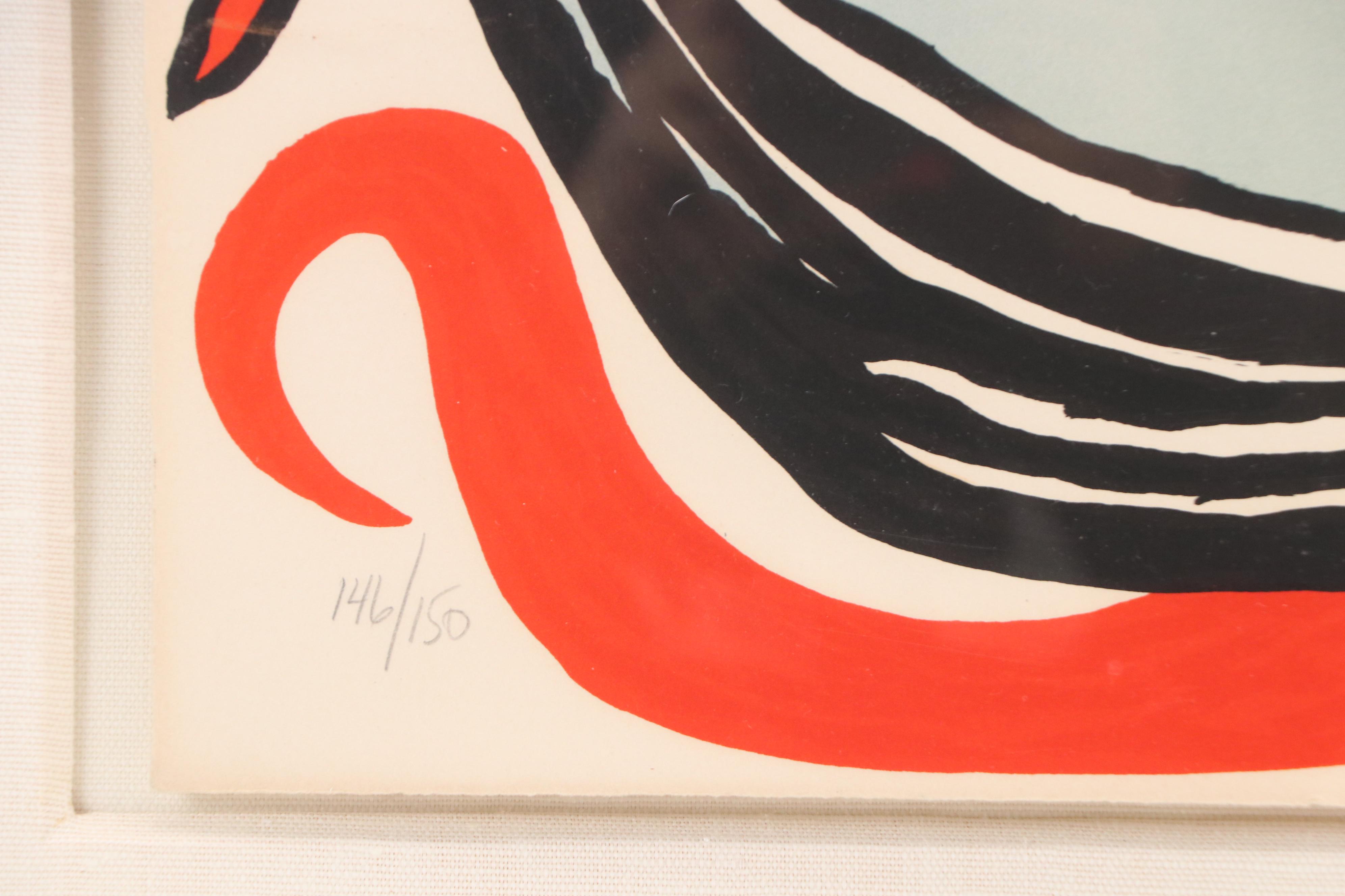 Alexander Calder Color Lithograph "Red and Blue Spiral," Circa 1970