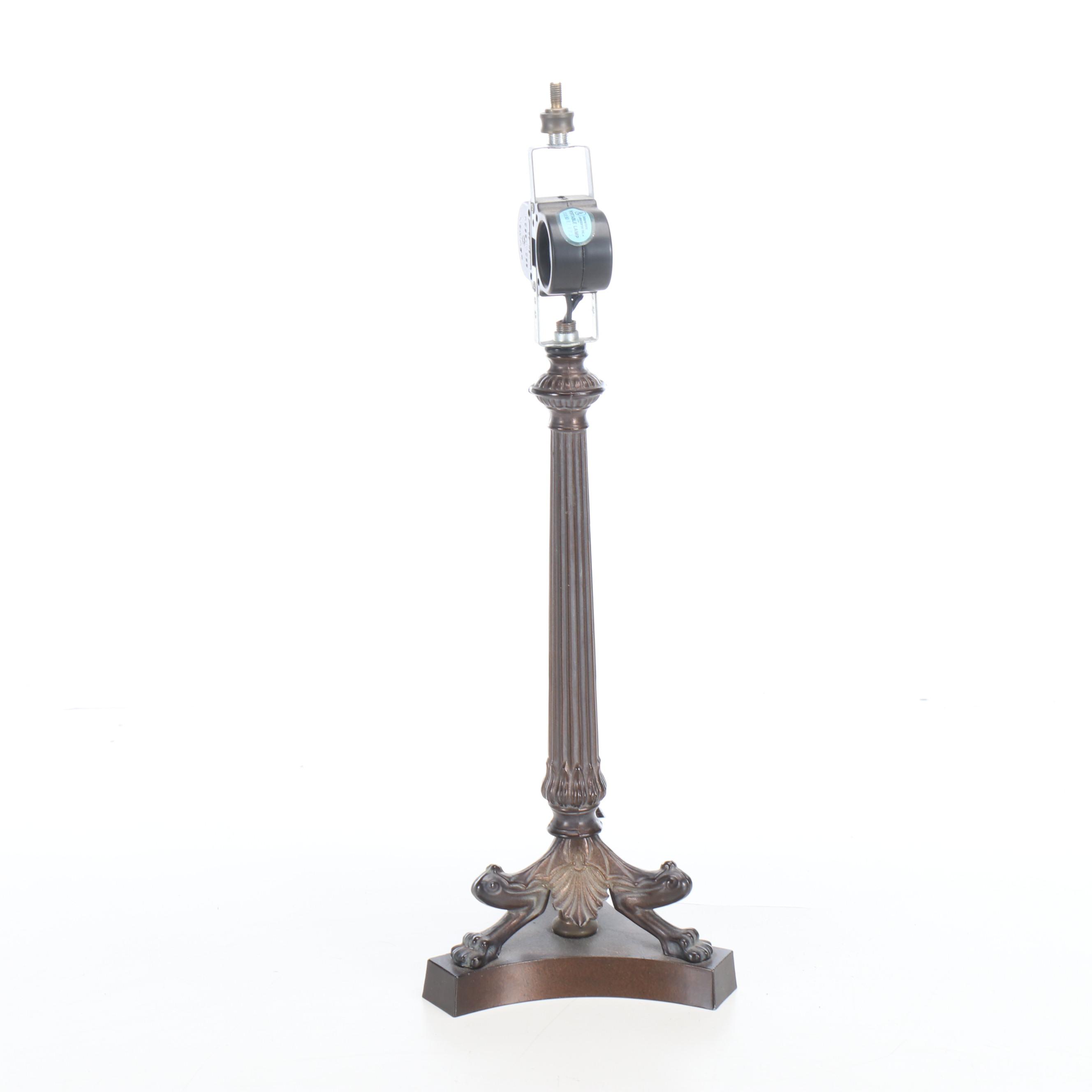 Neoclassical Bronze Finish Column Candlestick Table Lamp