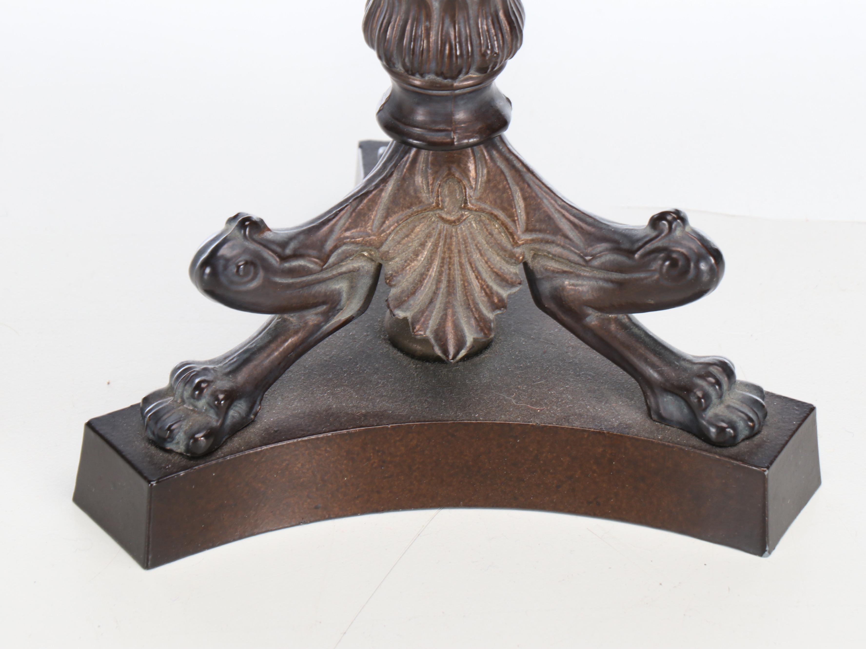 Neoclassical Bronze Finish Column Candlestick Table Lamp