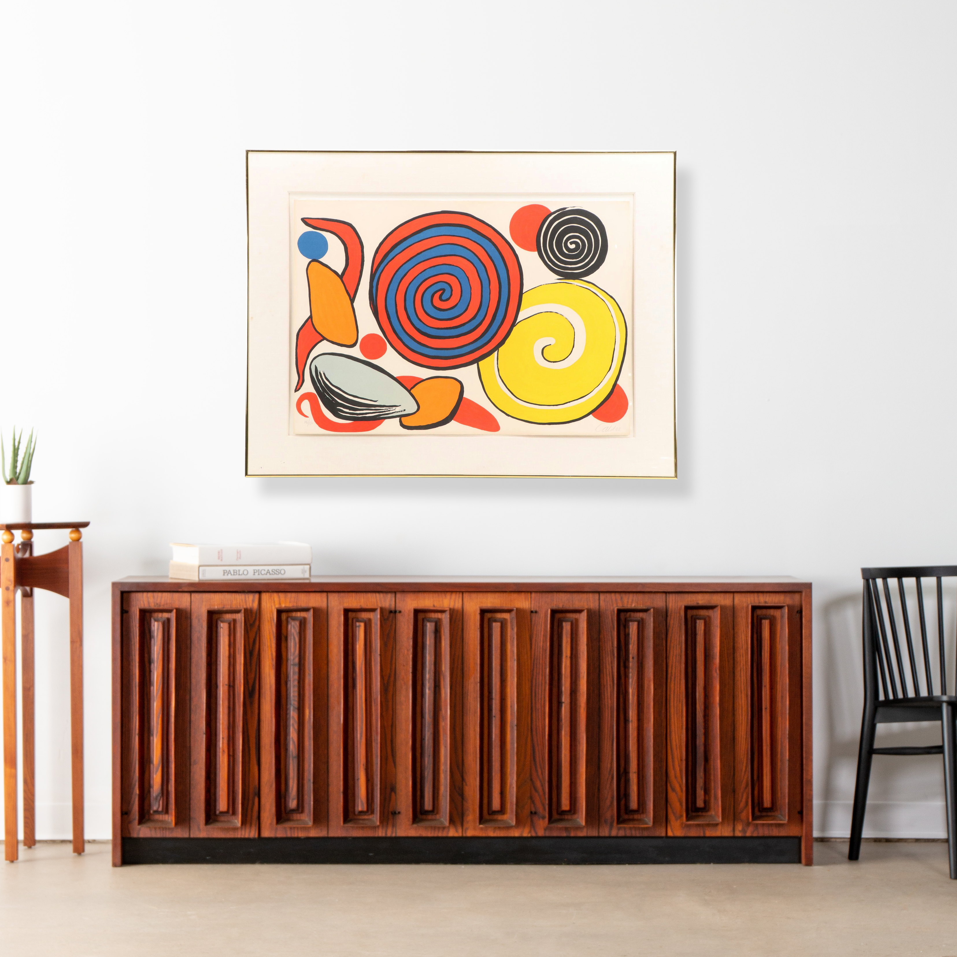 Alexander Calder Color Lithograph "Red and Blue Spiral," Circa 1970