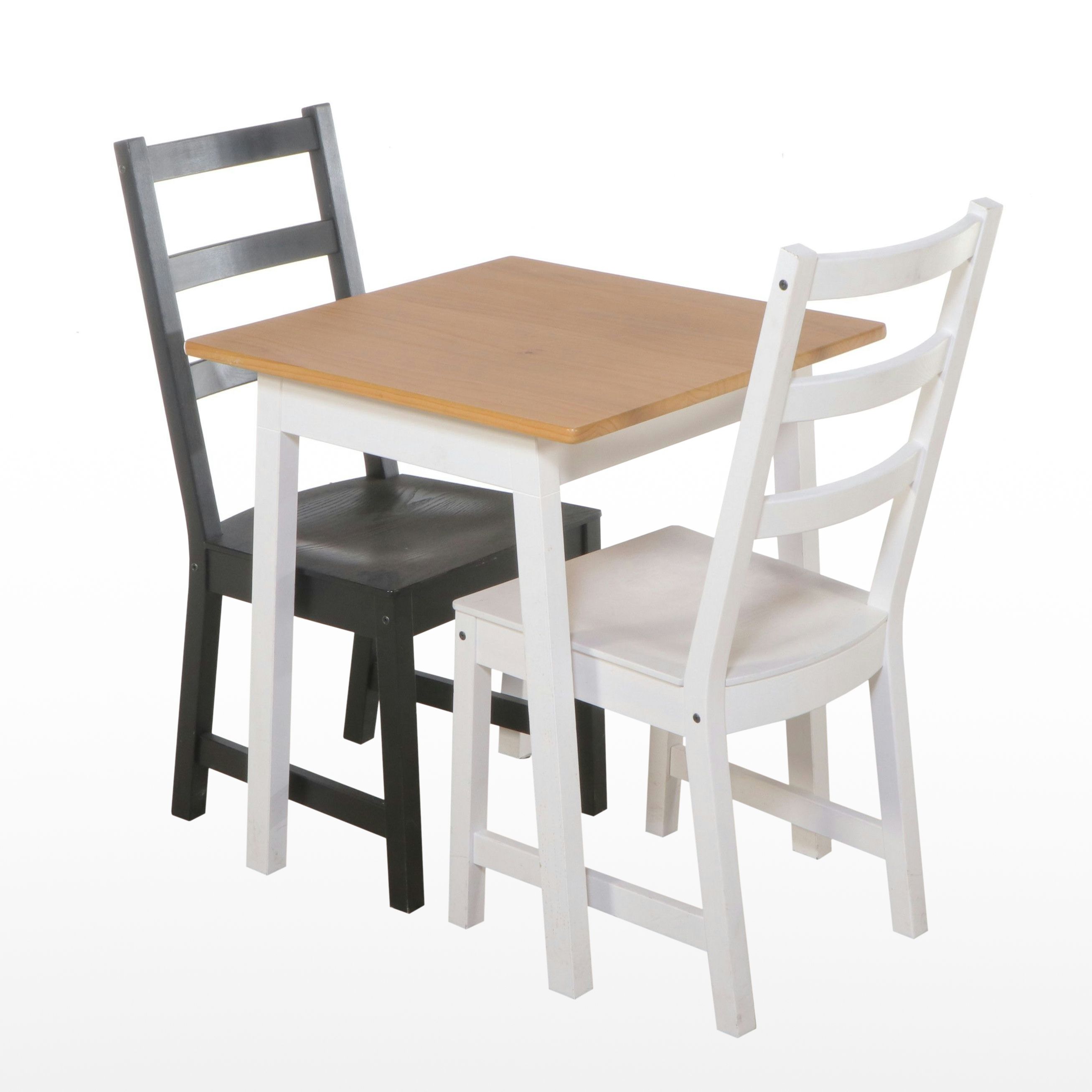 IKEA "PINNTORP" Bistro Table with Two Painted Wood Chairs