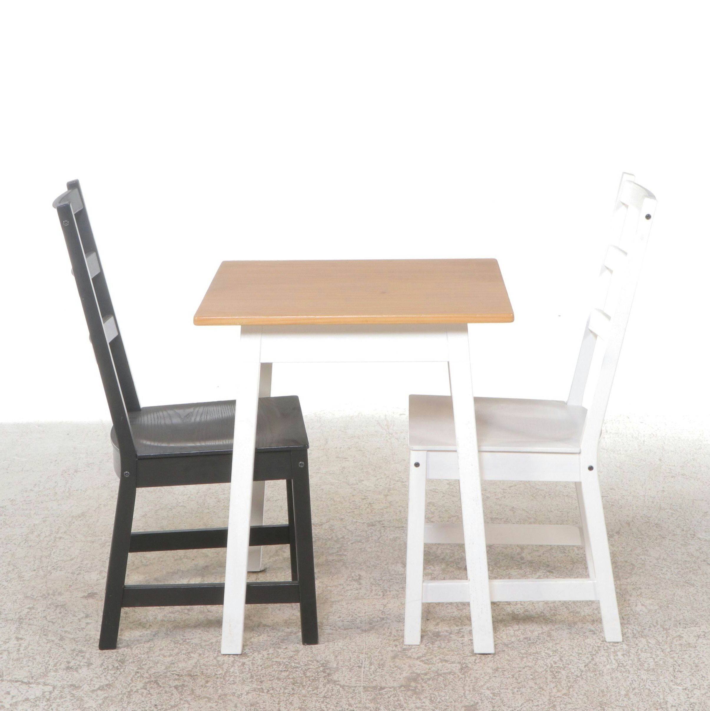 IKEA "PINNTORP" Bistro Table with Two Painted Wood Chairs