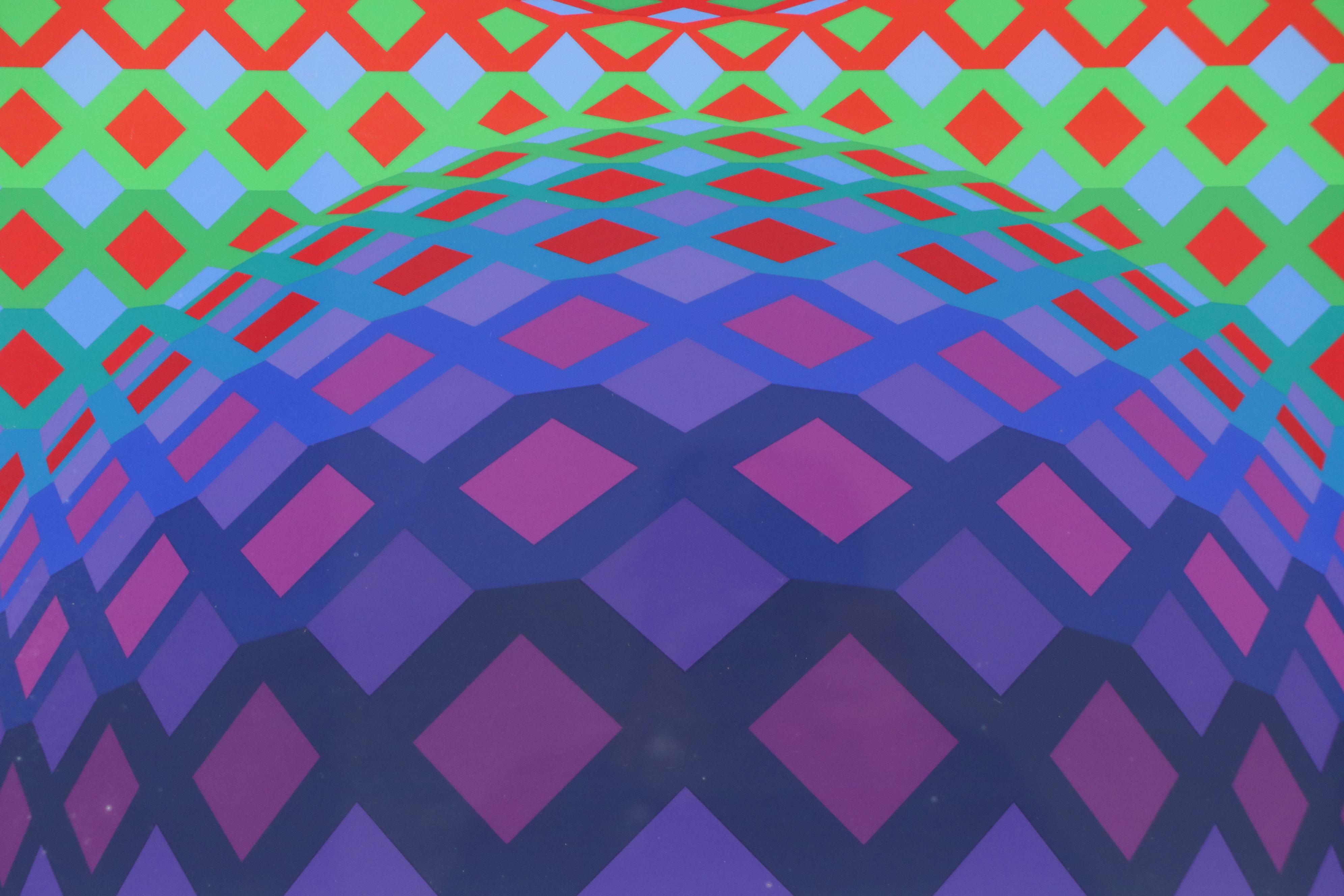 Victor Vasarely Op Art Serigraph "Reech," 1974