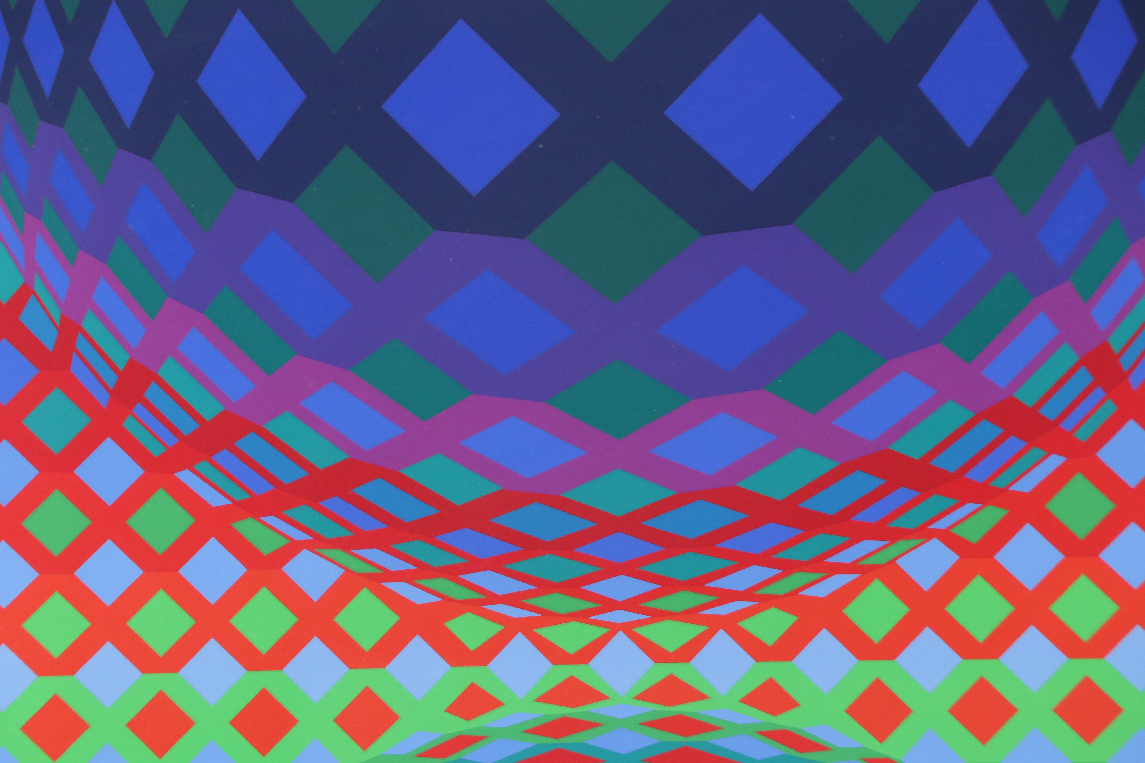 Victor Vasarely Op Art Serigraph "Reech," 1974