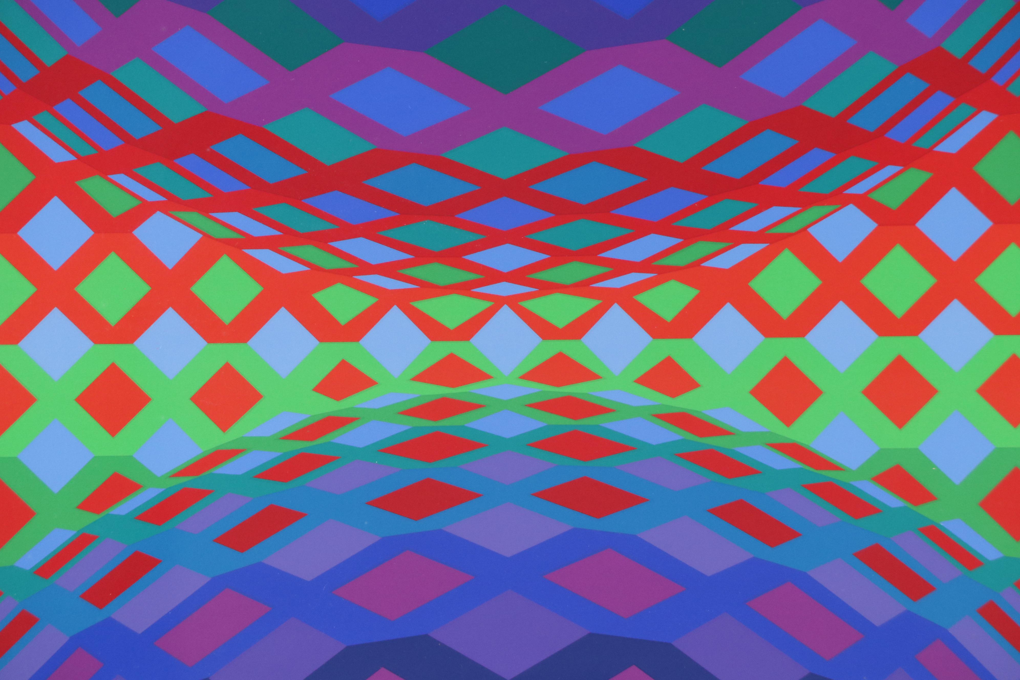 Victor Vasarely Op Art Serigraph "Reech," 1974