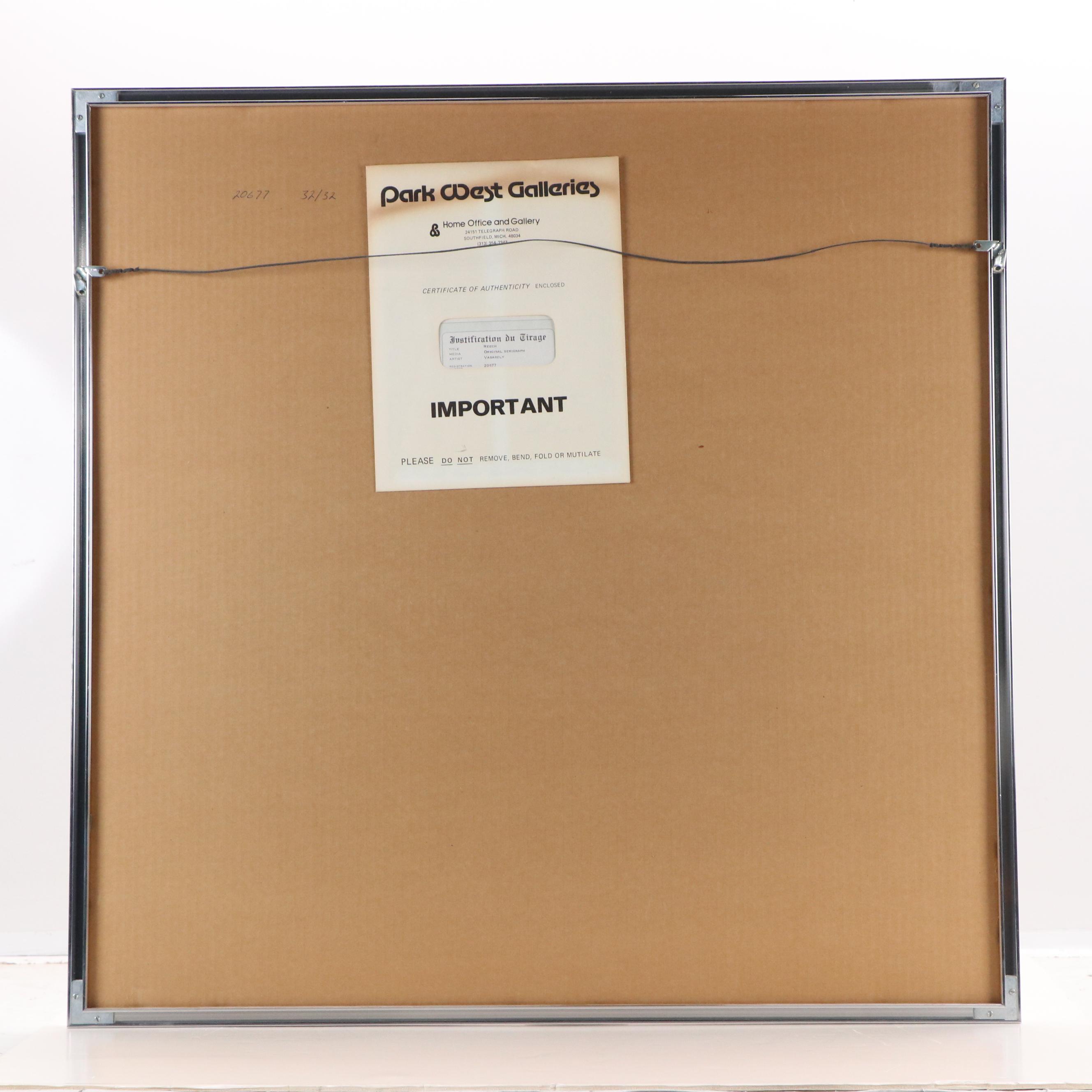 Victor Vasarely Op Art Serigraph "Reech," 1974