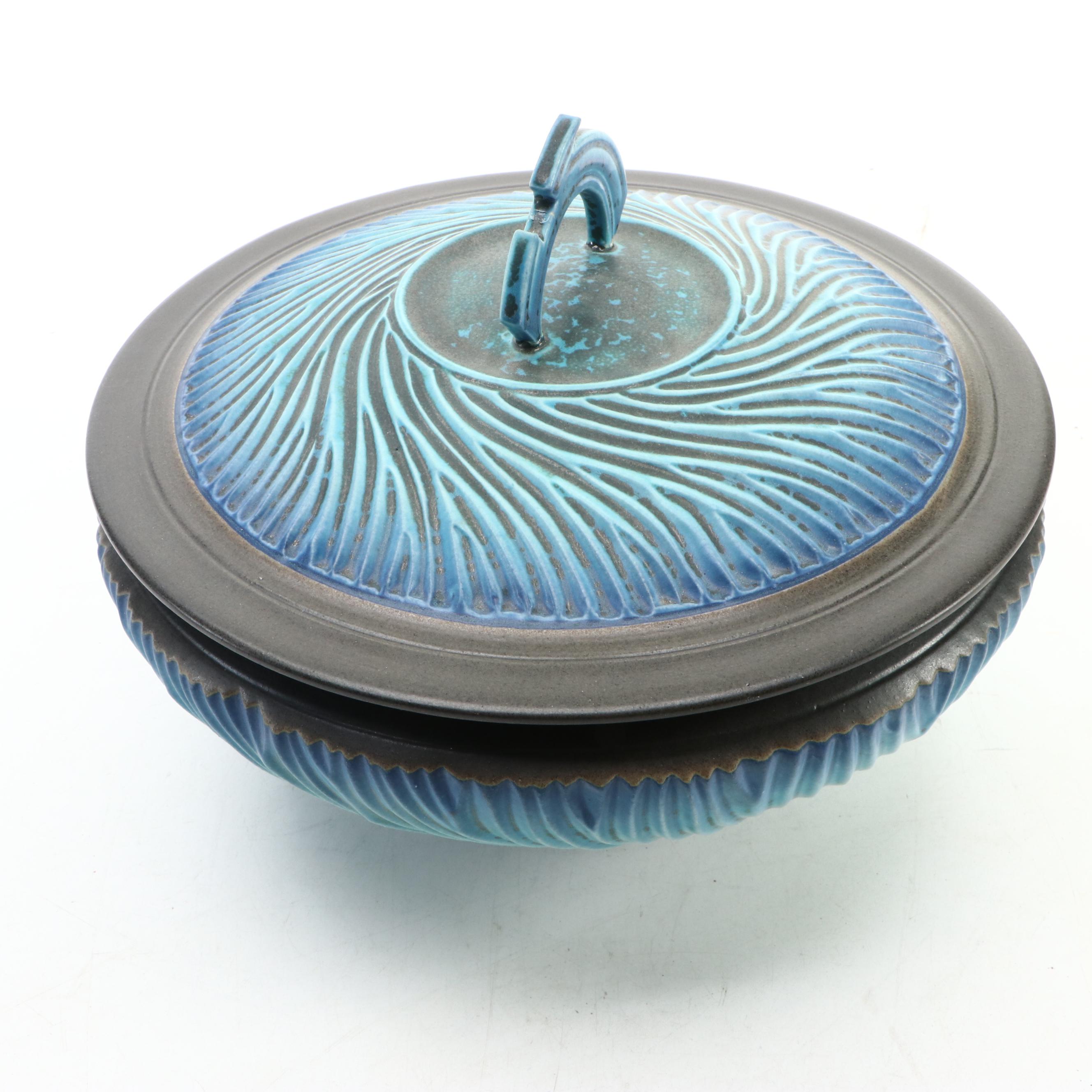 Artist Signed Ceramic Lidded Bowl
