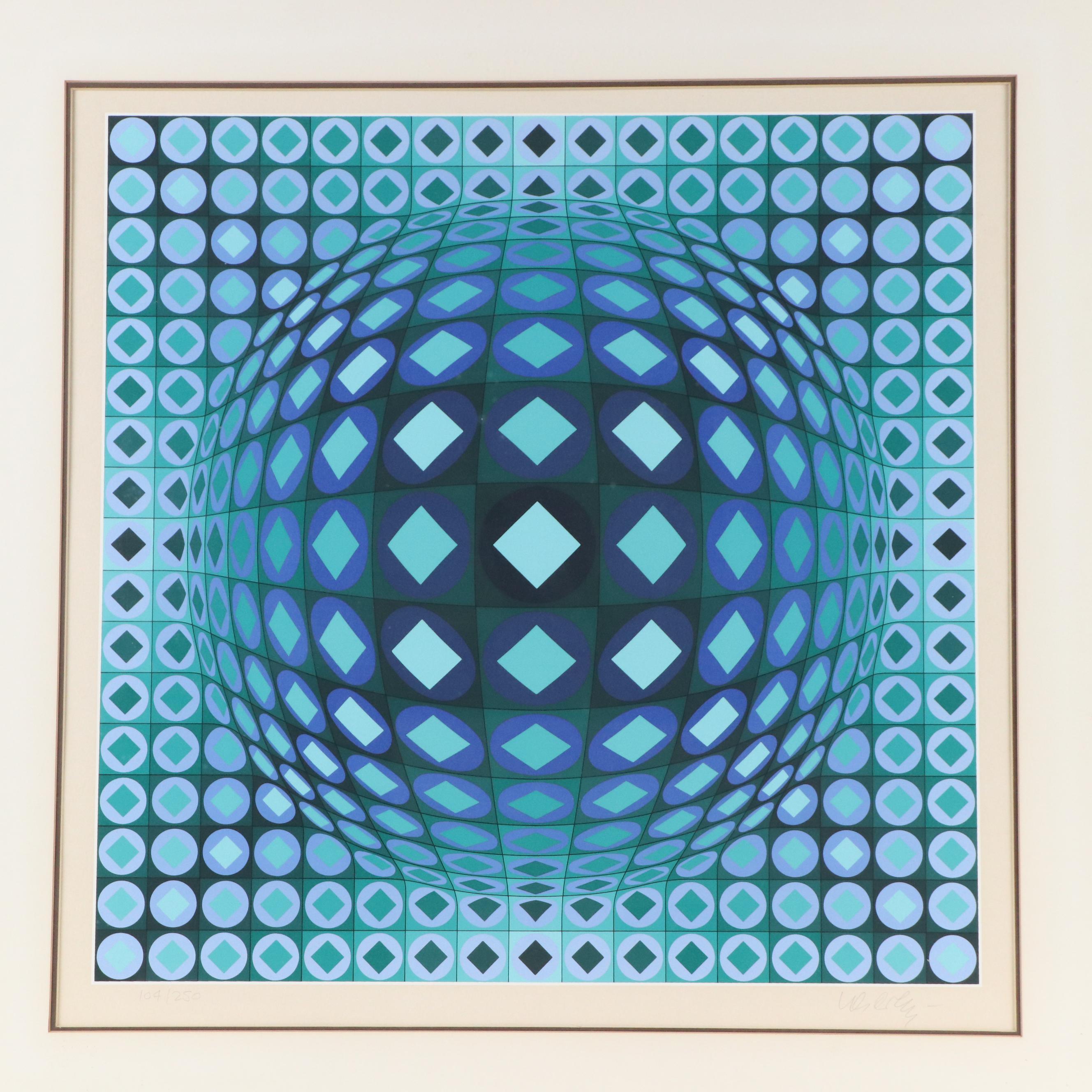 Victor Vasarely Op Art Serigraph "Kezdi-Ga," 1979