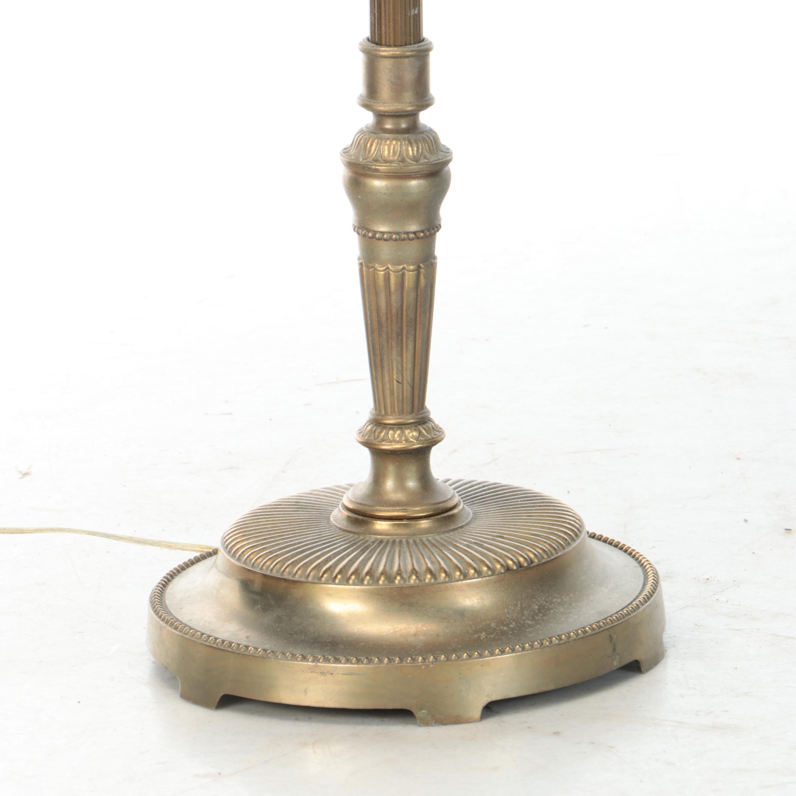 Victorian Brass Finish Metal Swing Arm Floor Lamp