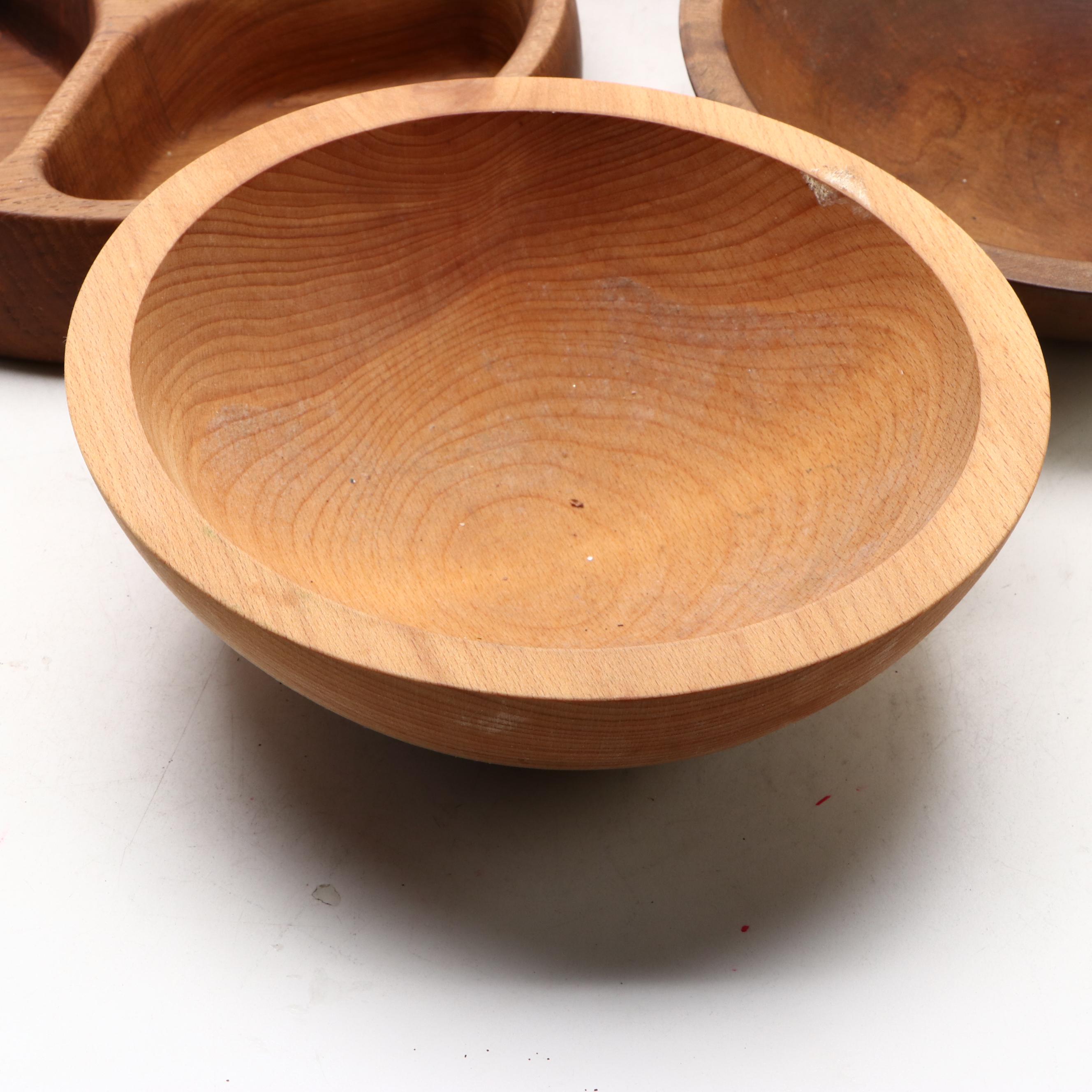 Dansk Teak with Other Wooden Serving Bowls, Mid to Late 20th Century