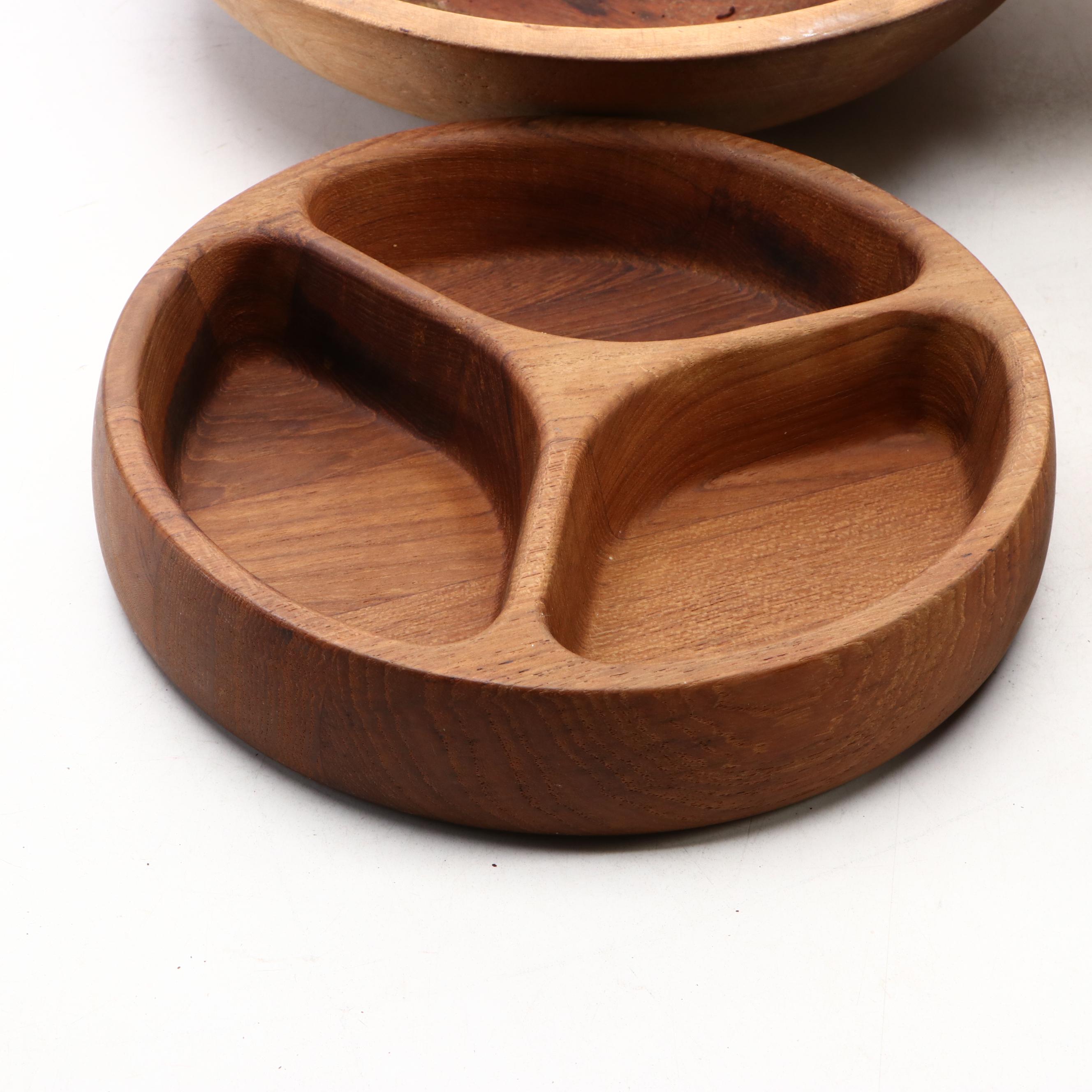 Dansk Teak with Other Wooden Serving Bowls, Mid to Late 20th Century