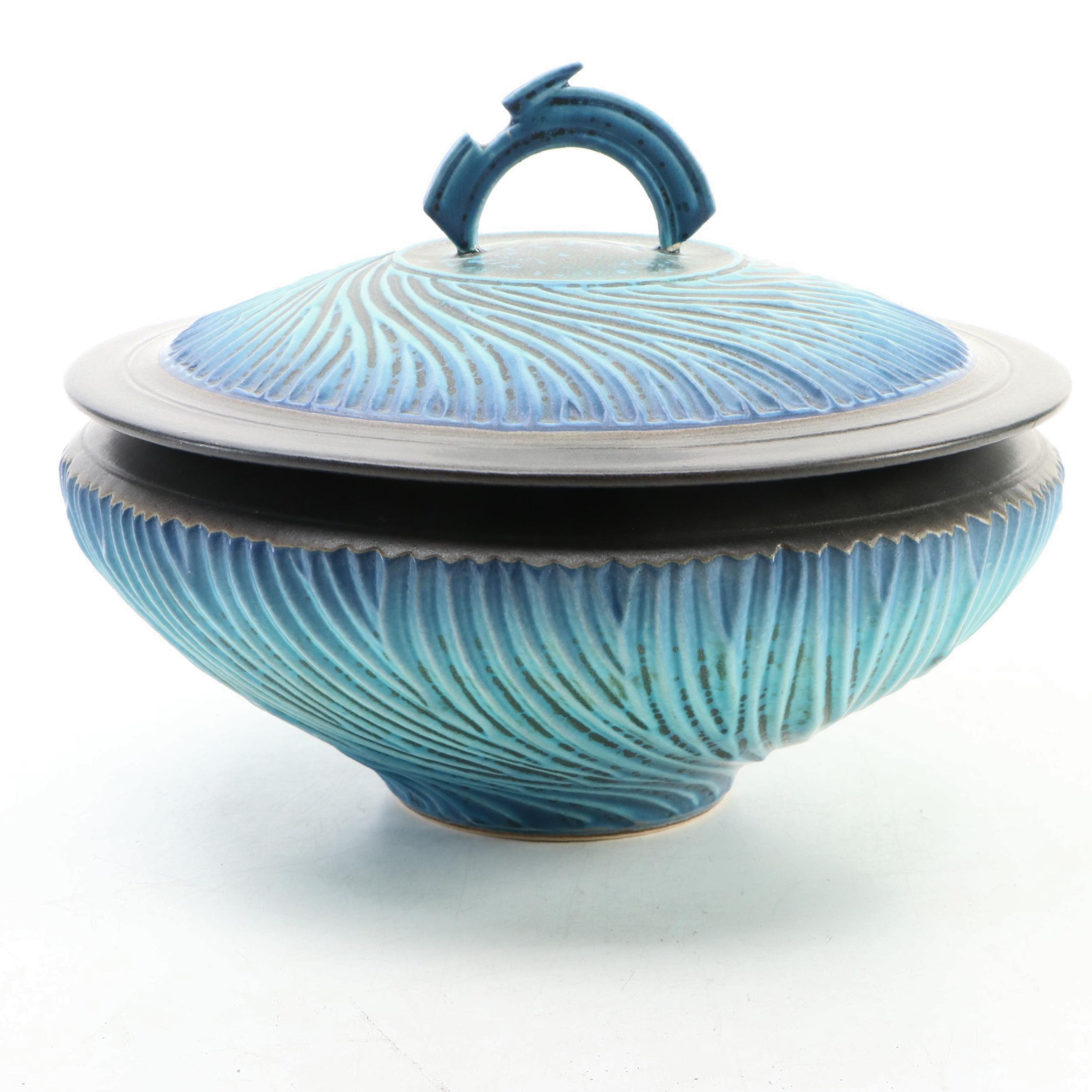 Artist Signed Ceramic Lidded Bowl