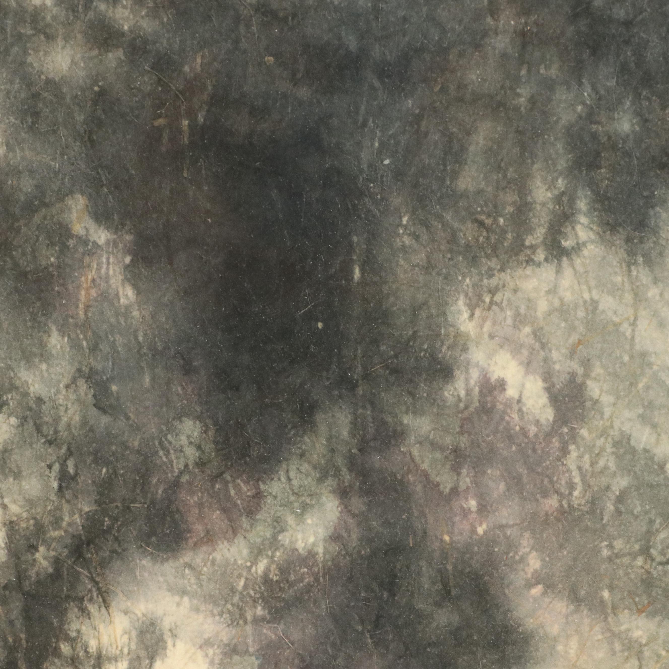 Chinese School Watercolor Painting of Mountain Landscape with Houses