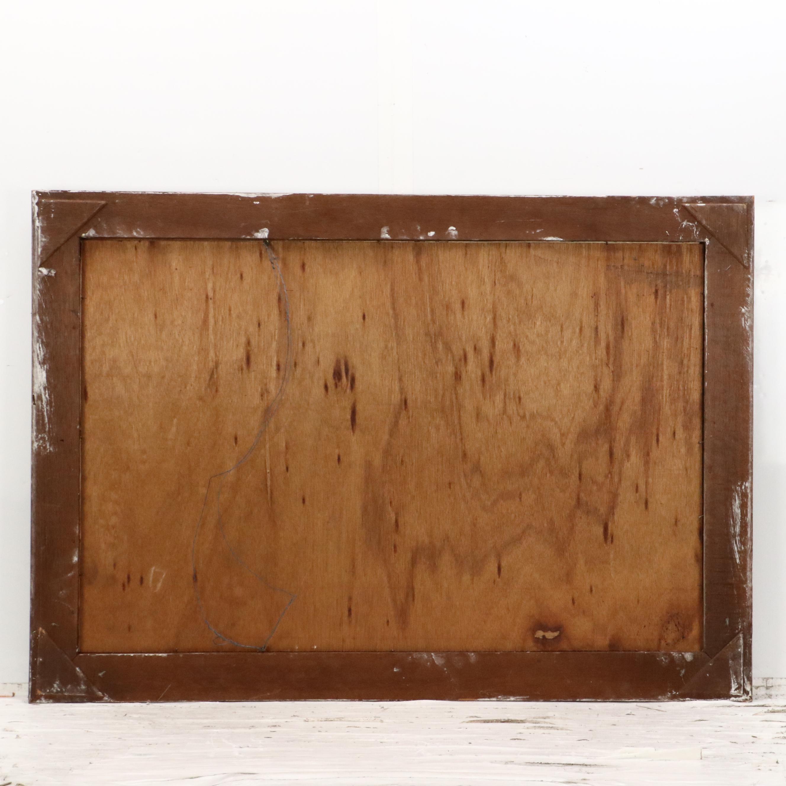 Chinese School Watercolor Painting of Mountain Landscape with Houses