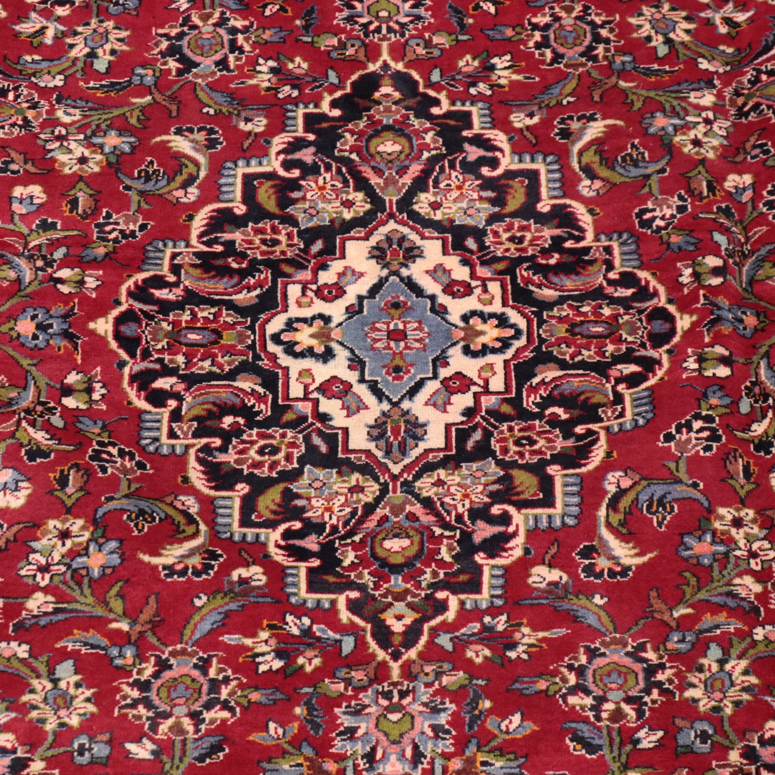 9'5 x 13'1 Hand-Knotted Persian Kashan Room Sized Rug