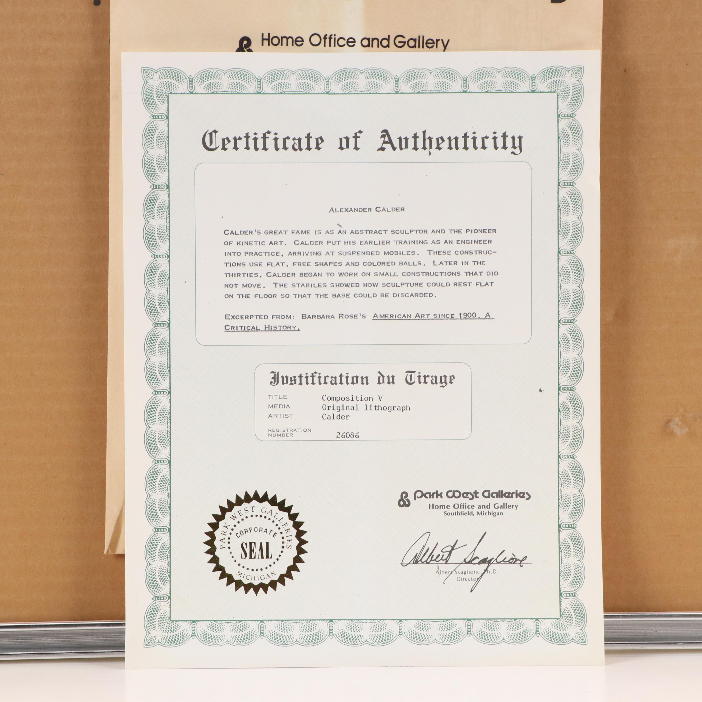 Alexander Calder Color Lithograph for "Derrière le Miroir"