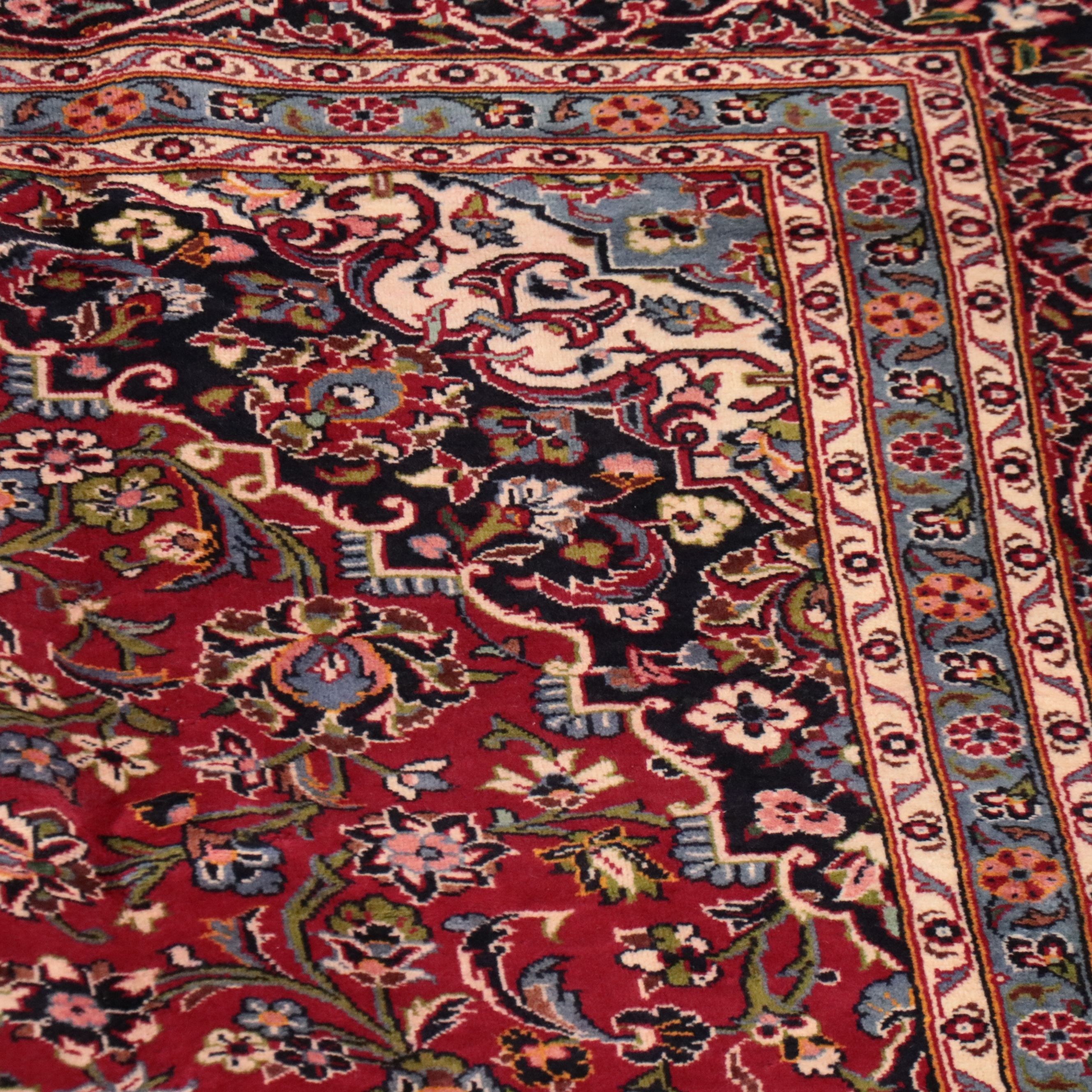9'5 x 13'1 Hand-Knotted Persian Kashan Room Sized Rug