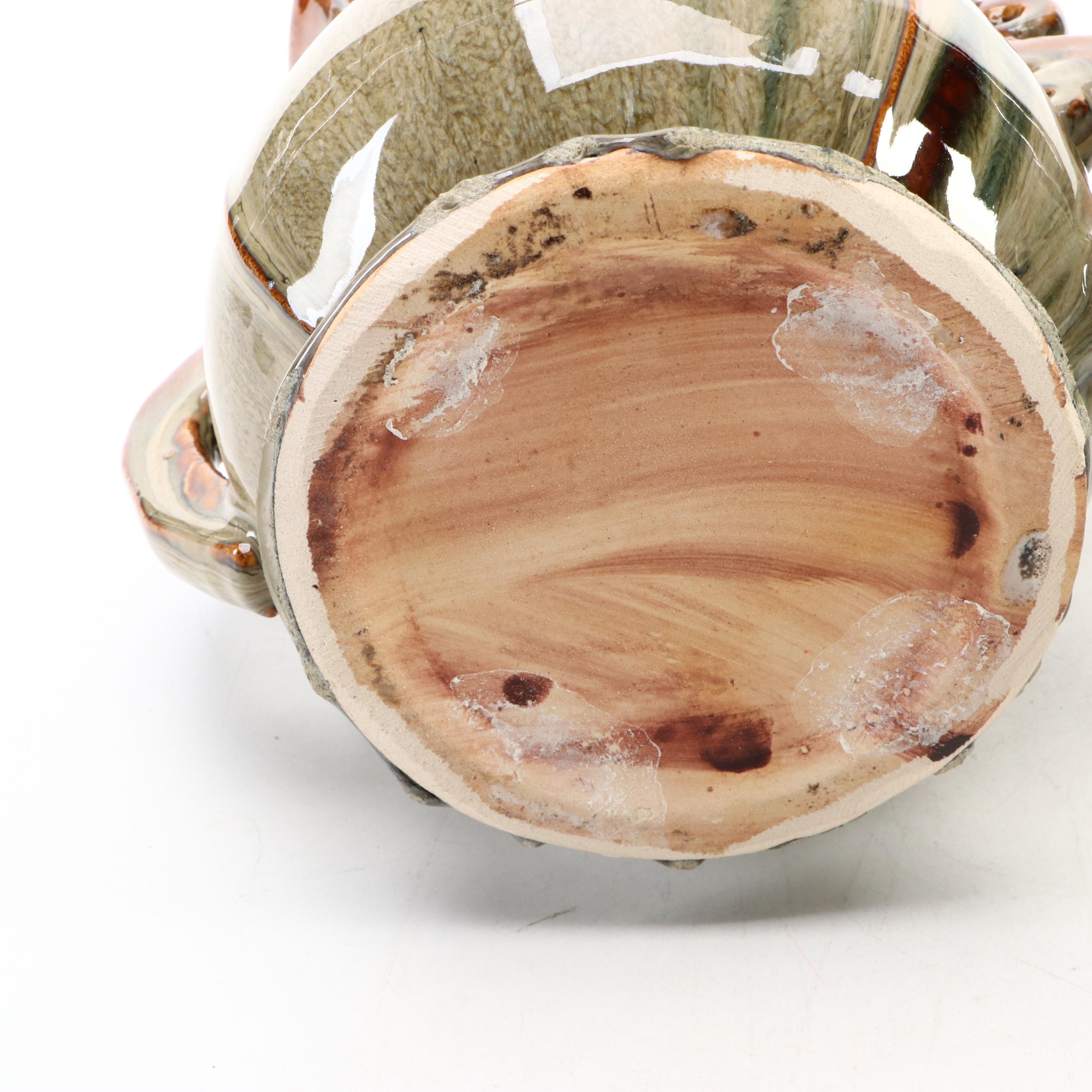 Bordallo Pinheiro Style Pitcher with Other Handmade Ceramic Vessels