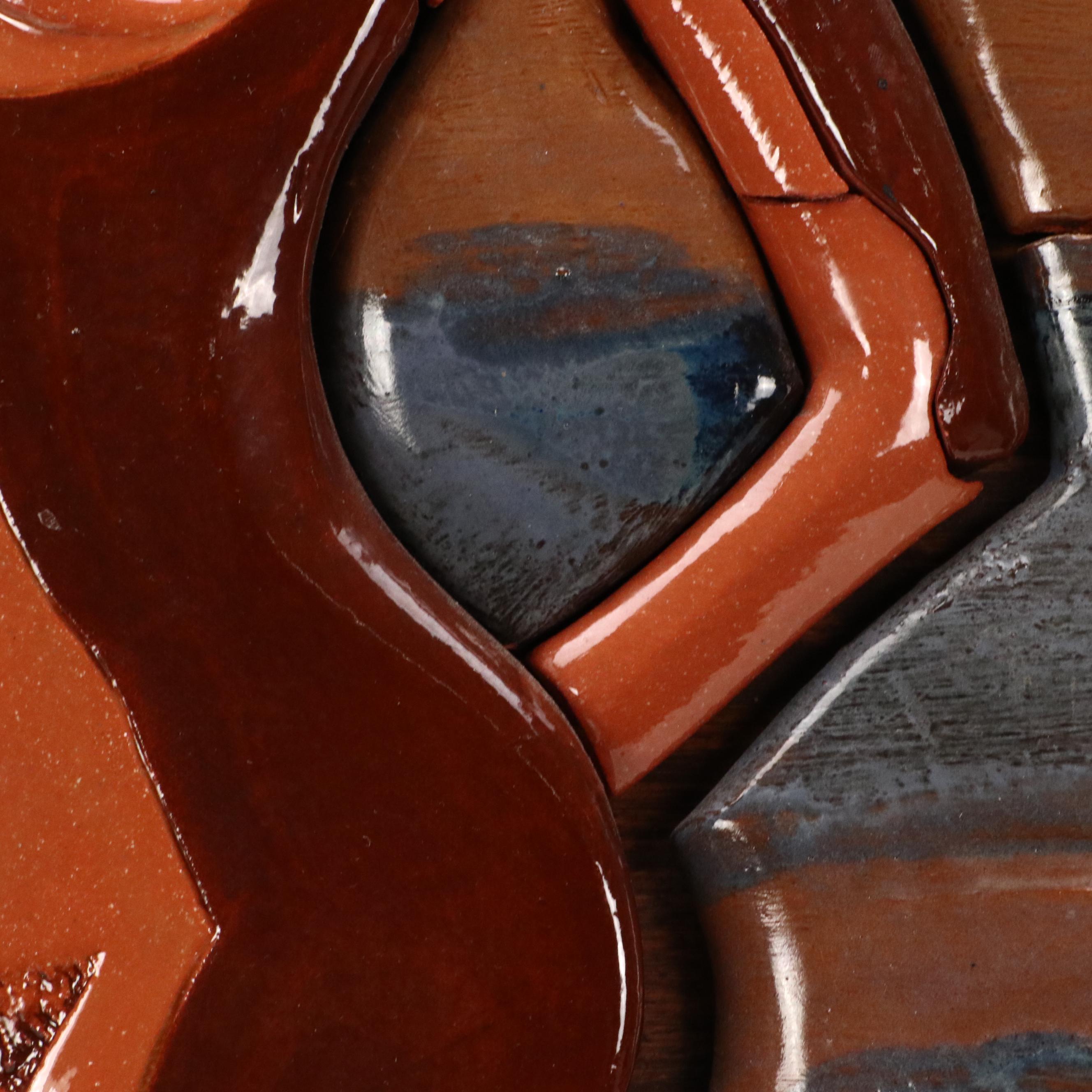 Figural Glazed Terracotta Relief Sculpture of Nude Woman